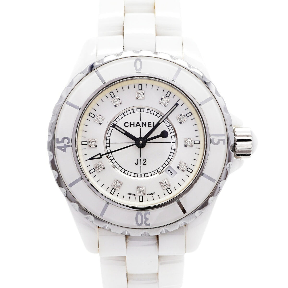 Chanel J12 Diamond H1628 White Dial Women's Watch — Good