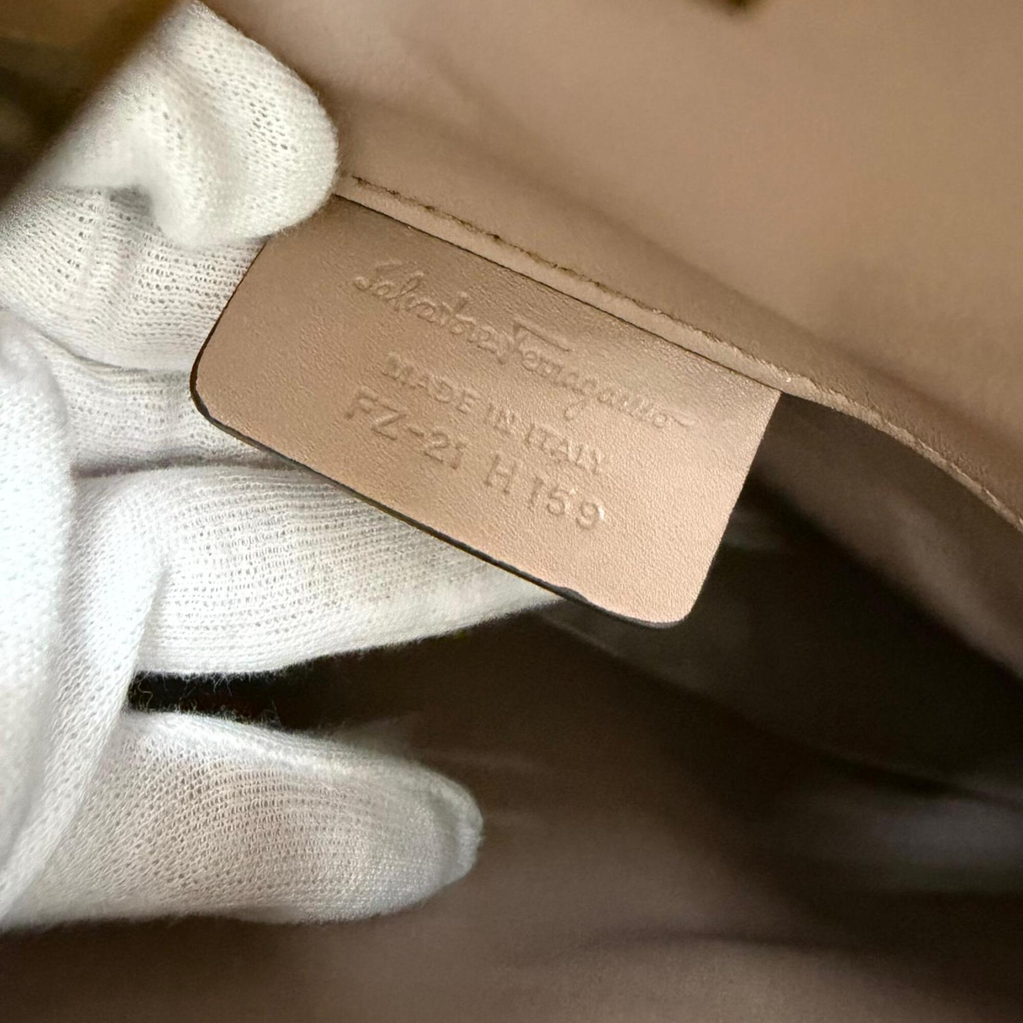 Salvatore Ferragamo Studio Gancini Soft Leather 2-Way Shoulder Bag/Handbag, Brown, Made in Italy, Women's, with Dust Bag — New - Store Return