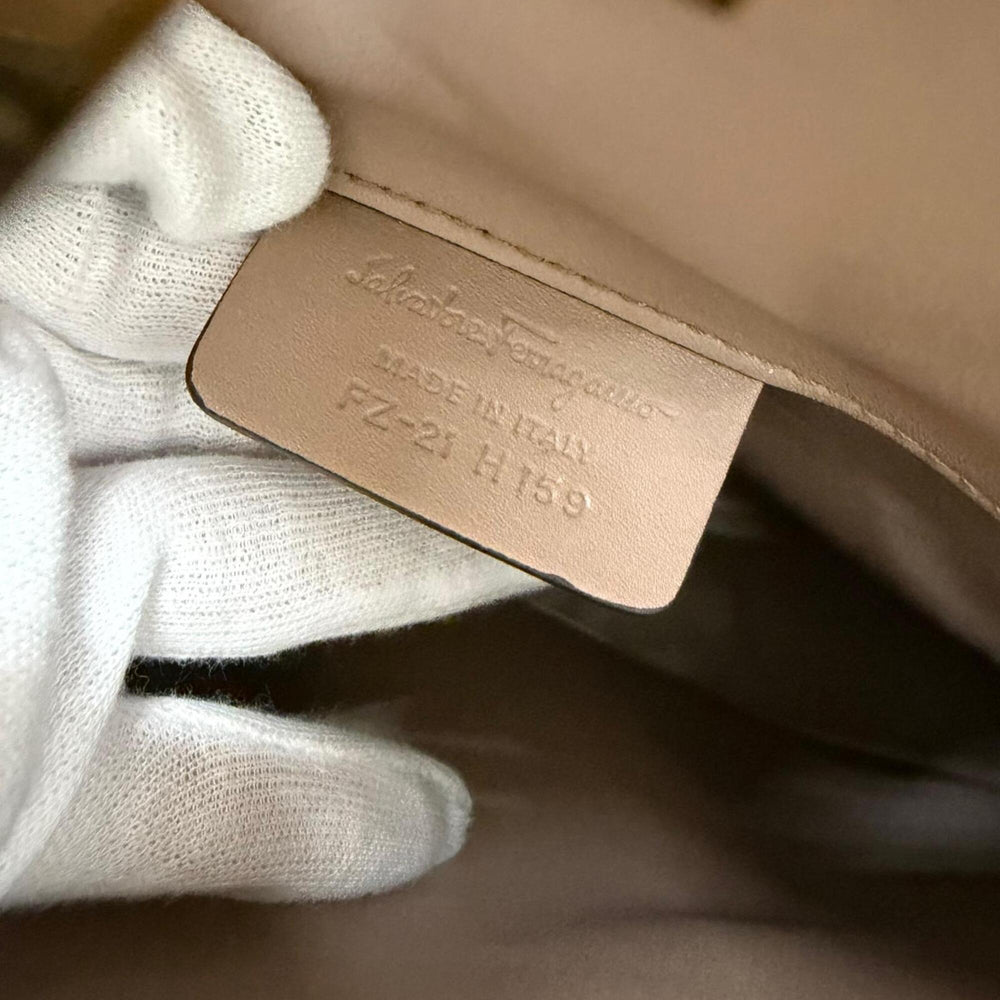 Salvatore Ferragamo Studio Gancini Soft Leather 2-Way Shoulder Bag/Handbag, Brown, Made in Italy, Women's, with Dust Bag — New - Store Return