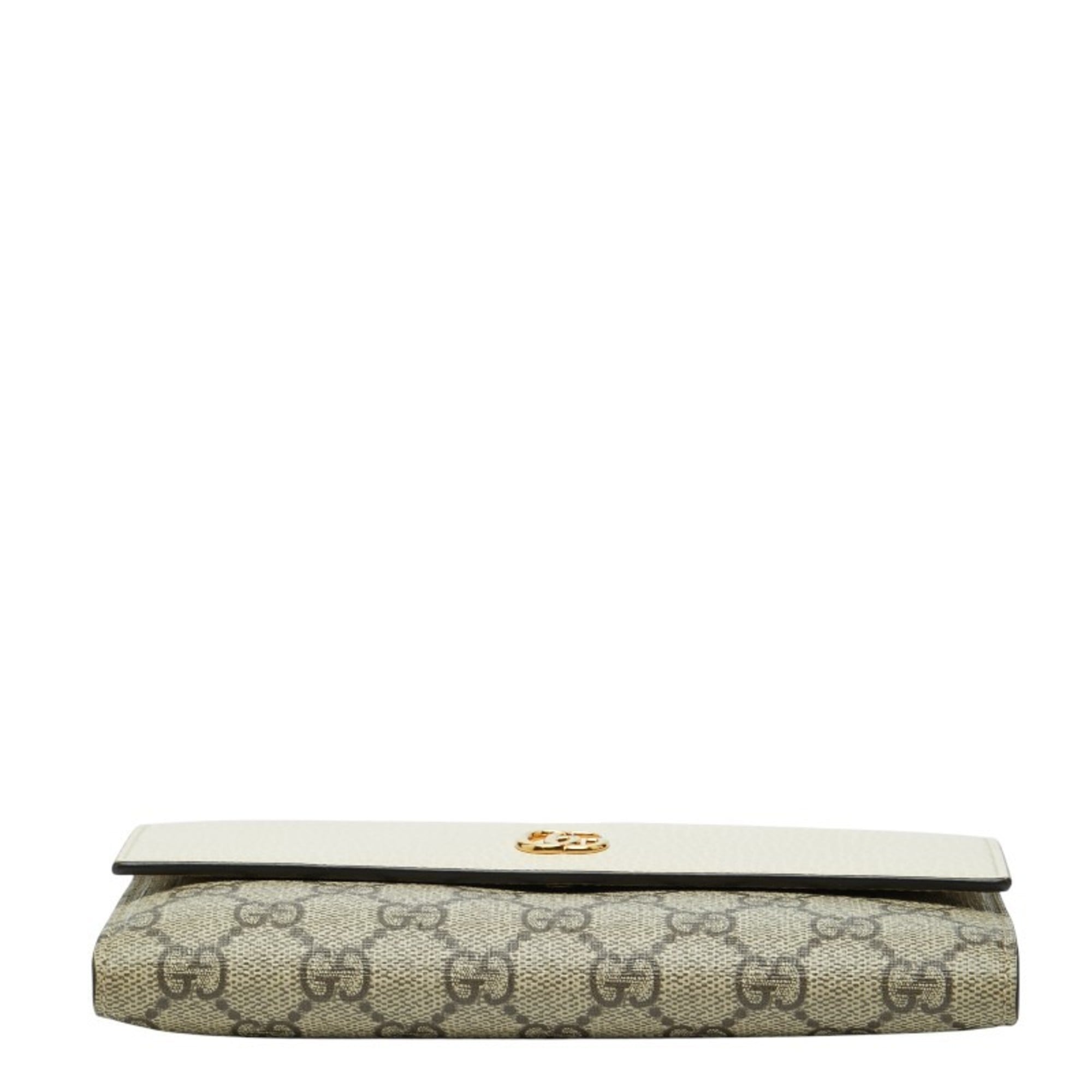 Gucci GG Supreme Marmont Long Wallet 456116 Beige White Leather Women's GUCCI