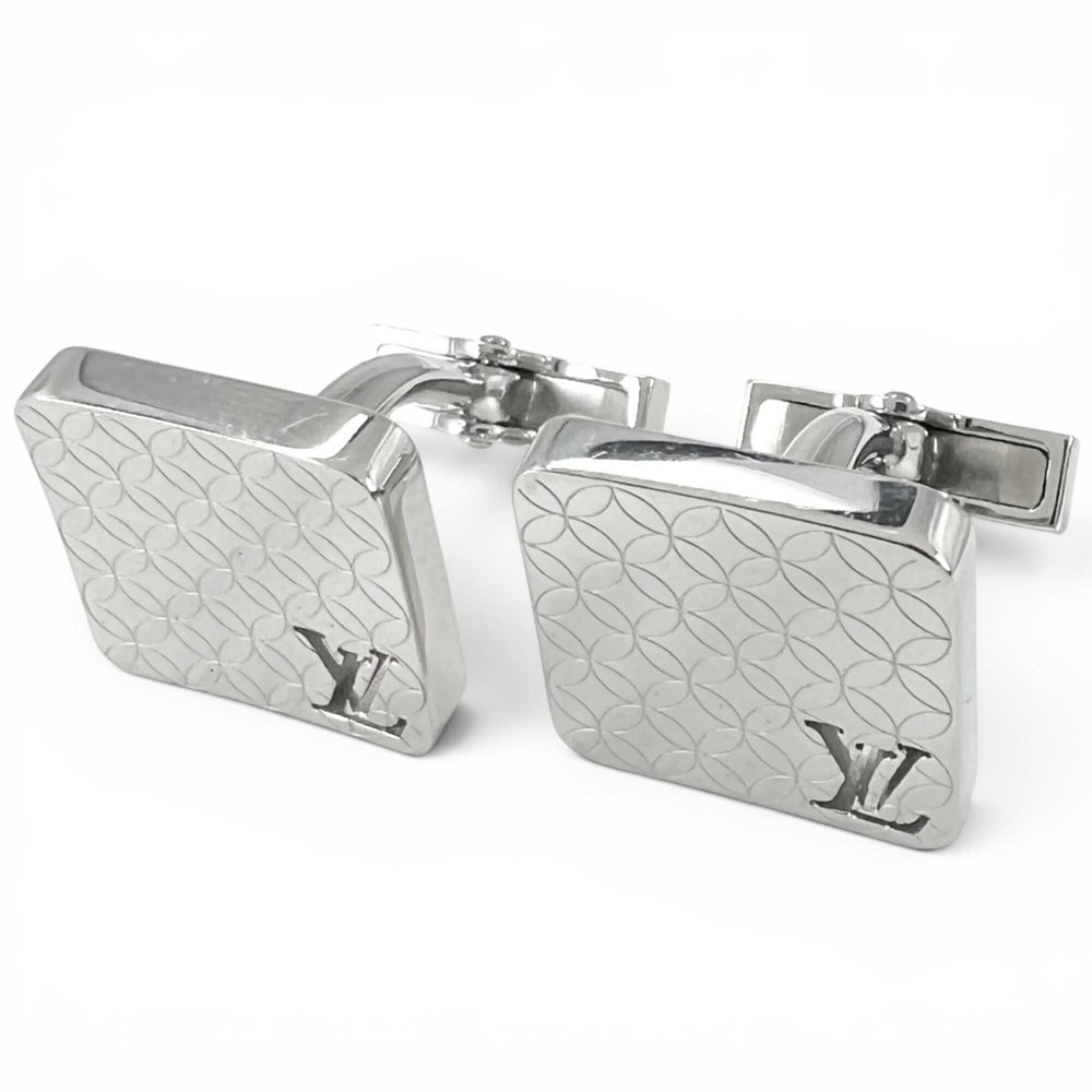 LOUIS VUITTON M65043 Bouton de Manchette Champs-Élysées Cufflinks, Silver, Made in France, Men's — Like New