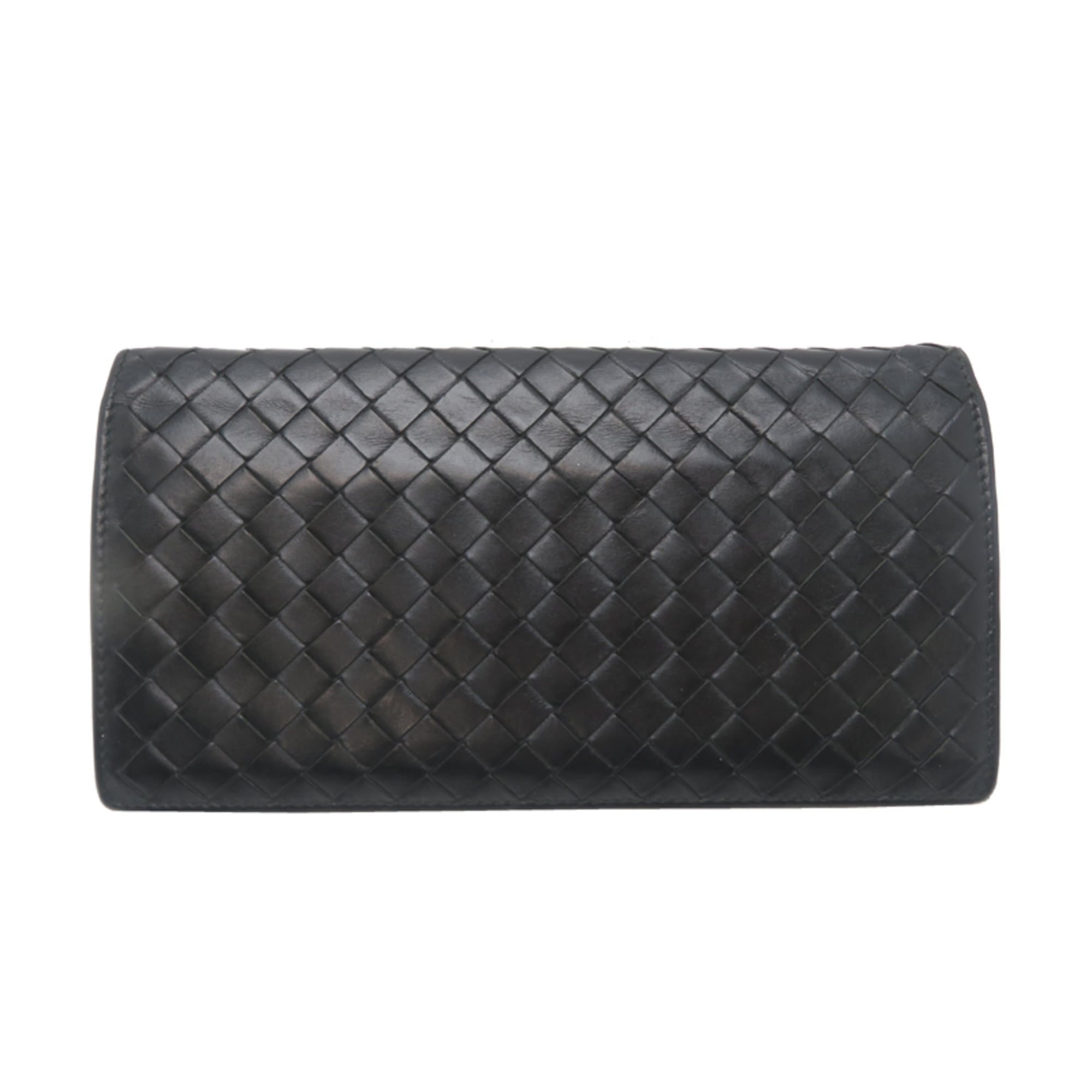 Bottega Veneta Intrecciato Bifold Men's Long Wallet 156819 Leather Black