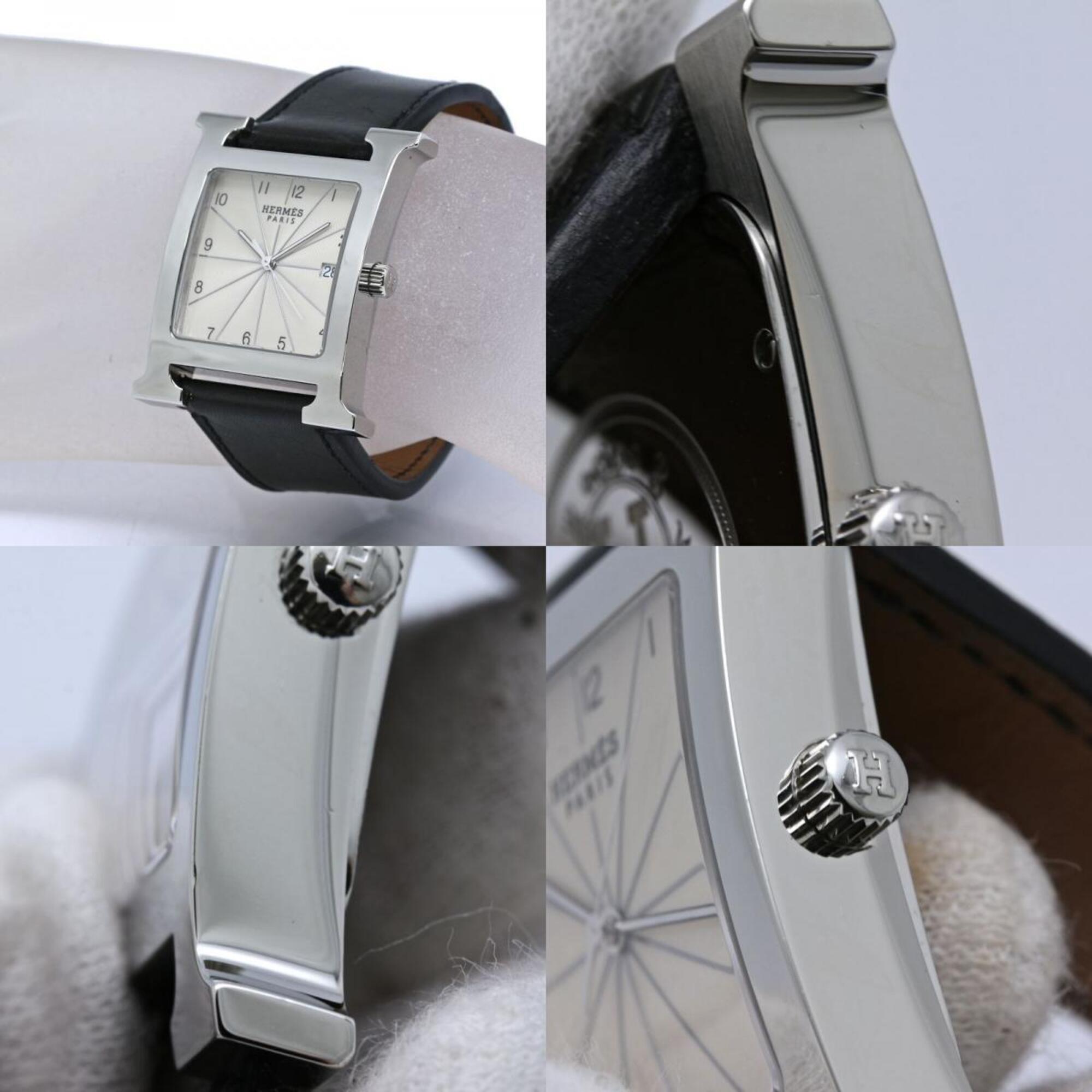 HERMES H-Watch HH1.810.260 VBN Men's Watch Stainless Steel x Cowhide Leather 40569 — Very Good