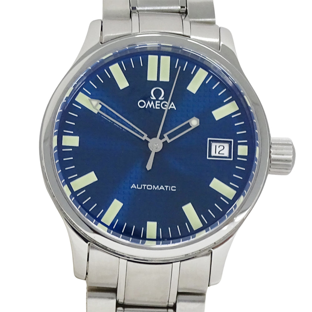 Omega Classic 5203.81 Men's Watch, Brand Name, Date, Automatic Movement, Stainless Steel (SS), Silver & Blue — Good