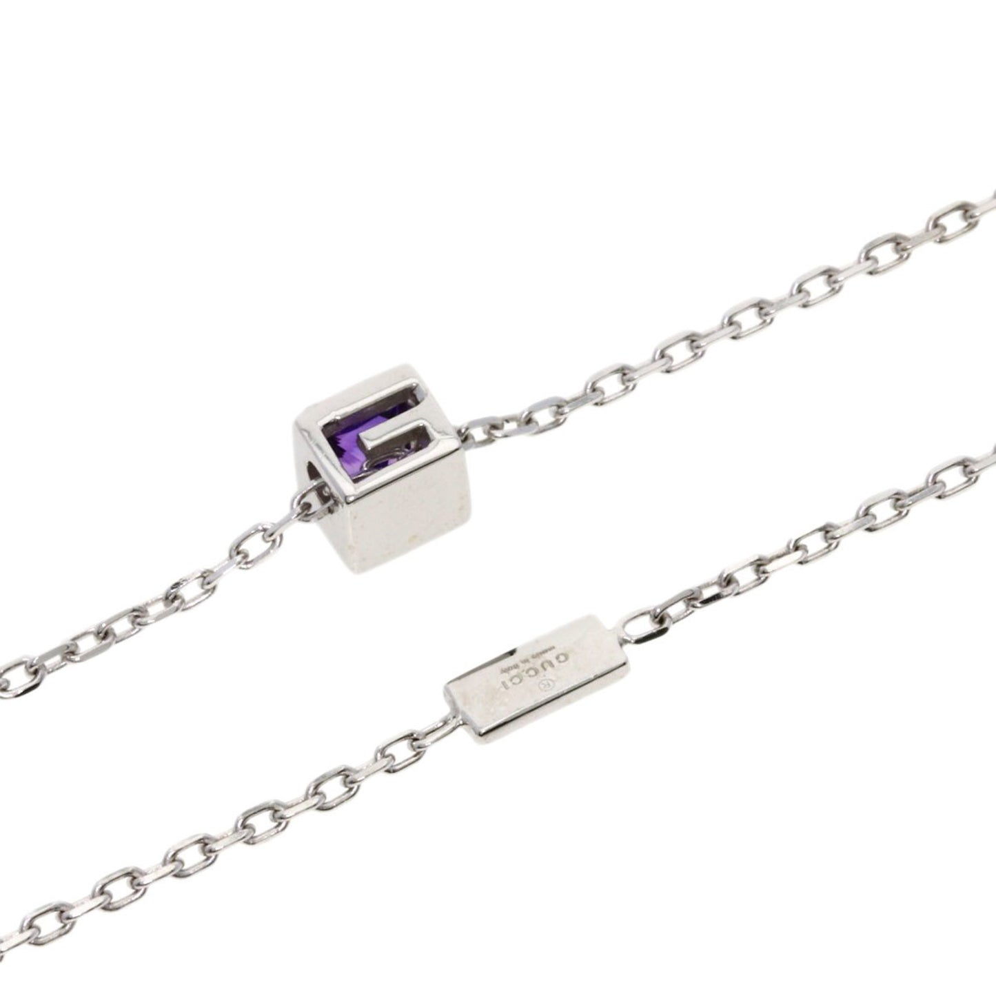 Gucci Square G Amethyst Necklace in 18K White Gold for Women
