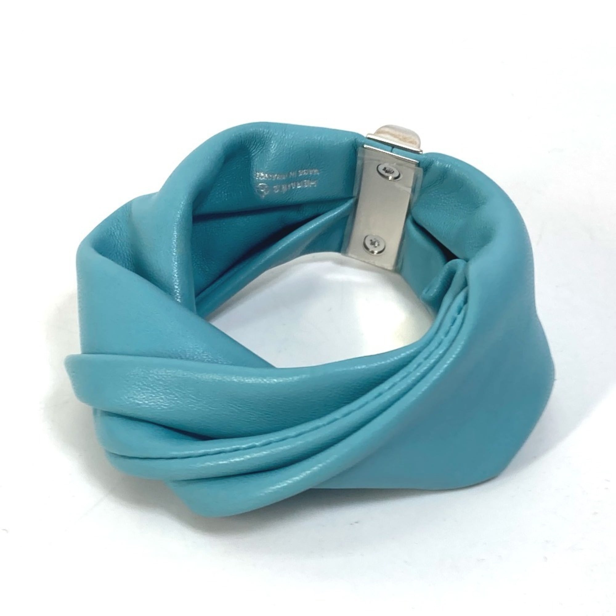 HERMES Medor Torsade Petit H Bracelet, Leather, Women's, Light Blue — Like New