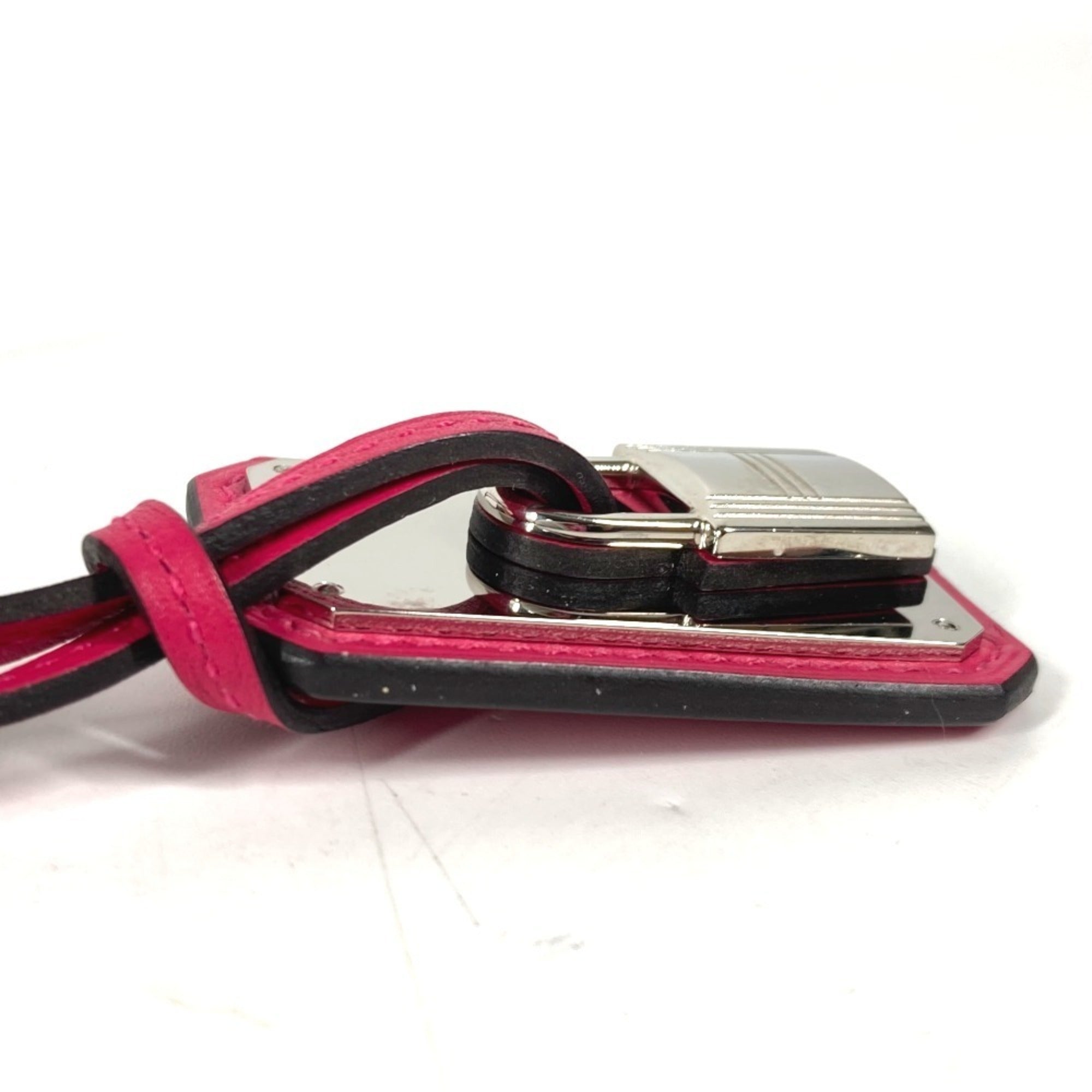 HERMES O'Kelly GM Accessories Long Necklace Swift Leather Women's Rose Mexico Pink — Like New