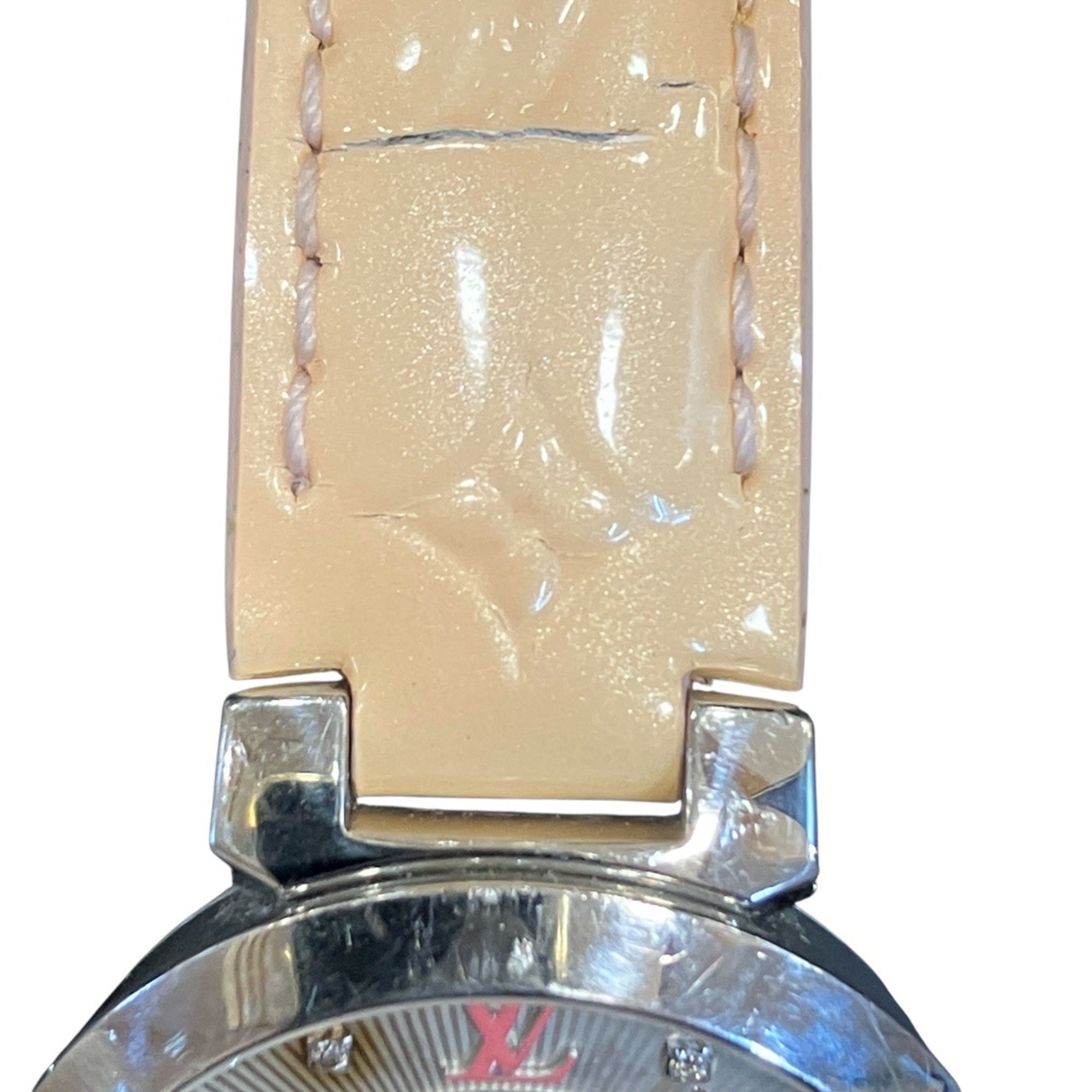Louis Vuitton Tambour Monogram PM Watch, Verny, Total Weight 36.3g, Stainless Steel, Genuine Leather Strap, Quartz Movement, White Dial, Q12MG — Good