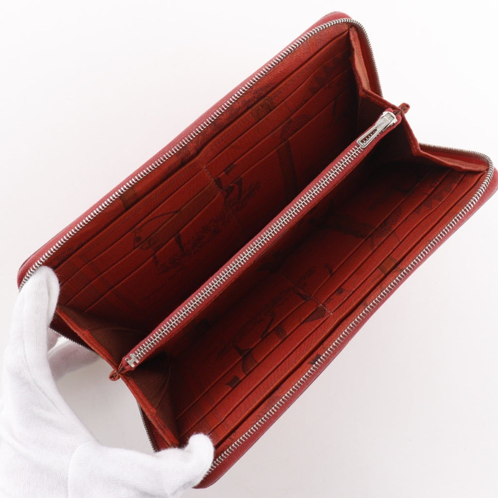 Hermes HERMES Azap Silk in Long Wallet Veau Epsom 2010 Red □N Zipper Women's