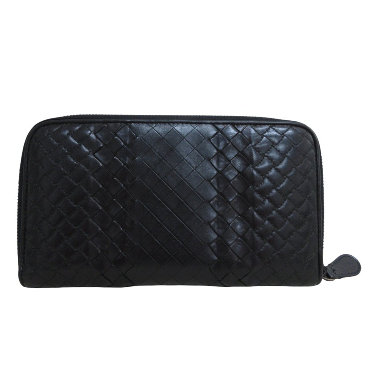 BOTTEGA VENETA Intrecciato Leather Round Zip Long Wallet in Black for Men and Women