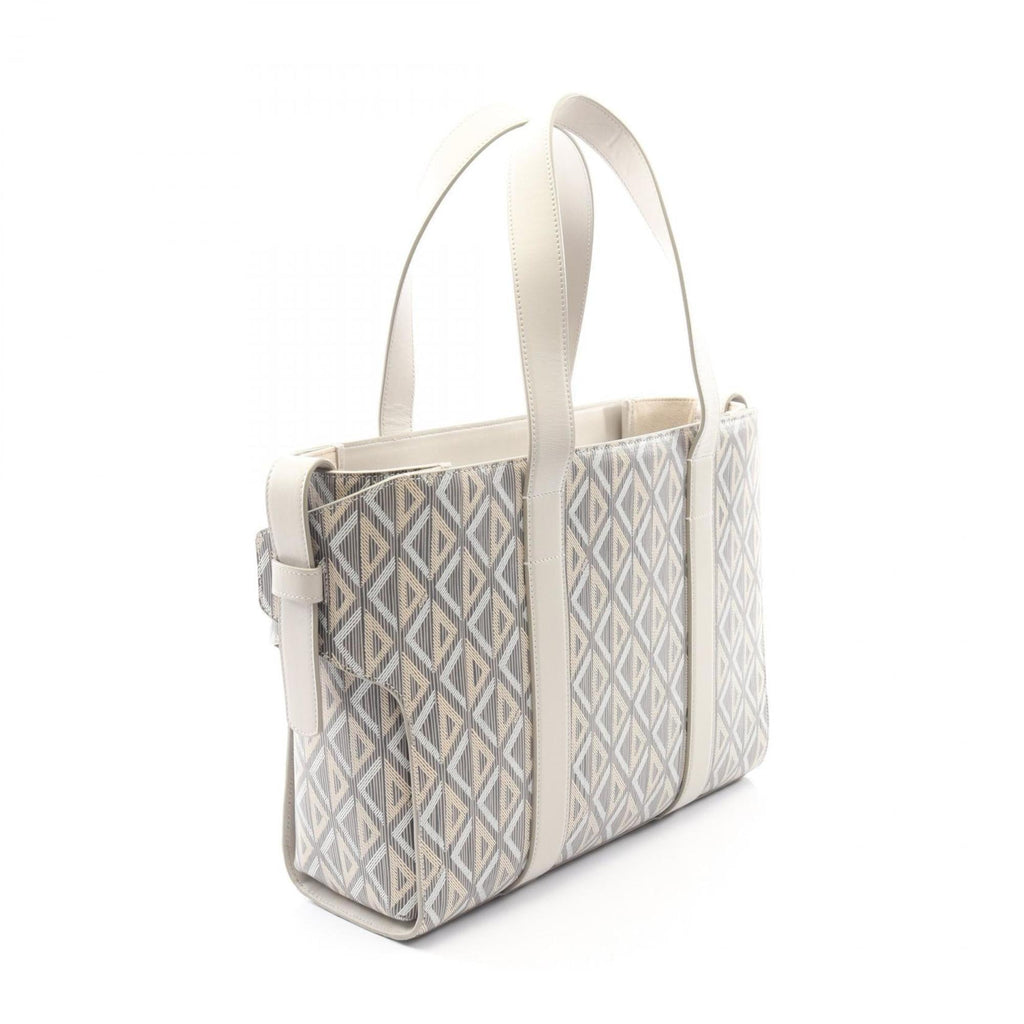Christian Dior Dior CD Diamond Color Tote Bag, Coated Canvas and Leather, Women's, Gray, Multicolor