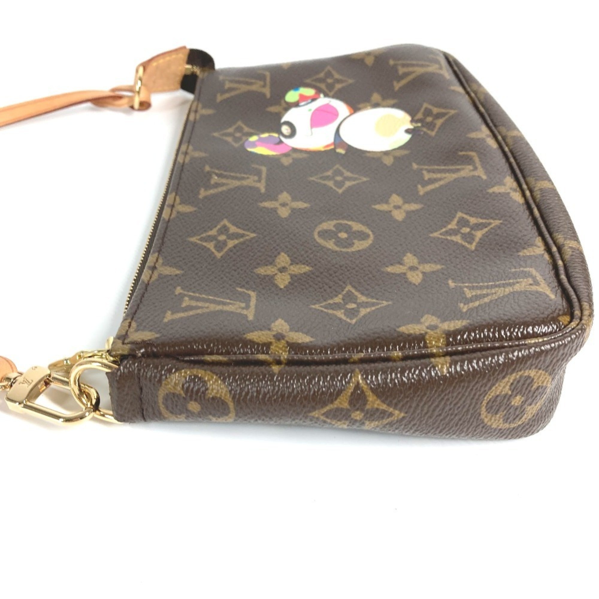 LOUIS VUITTON M51981 Monogram Panda Pochette Accessoires by Takashi Murakami. Accessory pouch, handbag, shoulder bag, canvas, women's, brown, like new — Like New