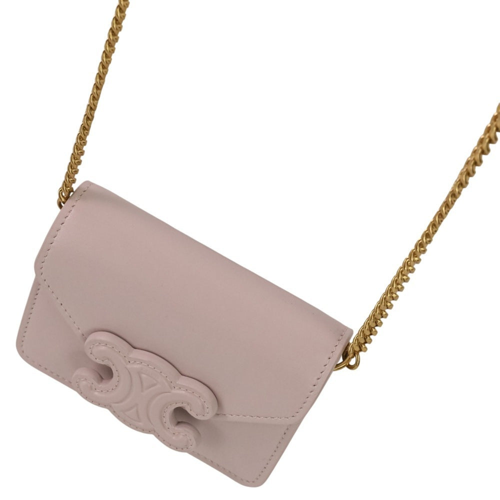 CELINE Triomphe Chain Card Holder Mini Shoulder Bag S-BB-4292 Light Pink Women's — Like New