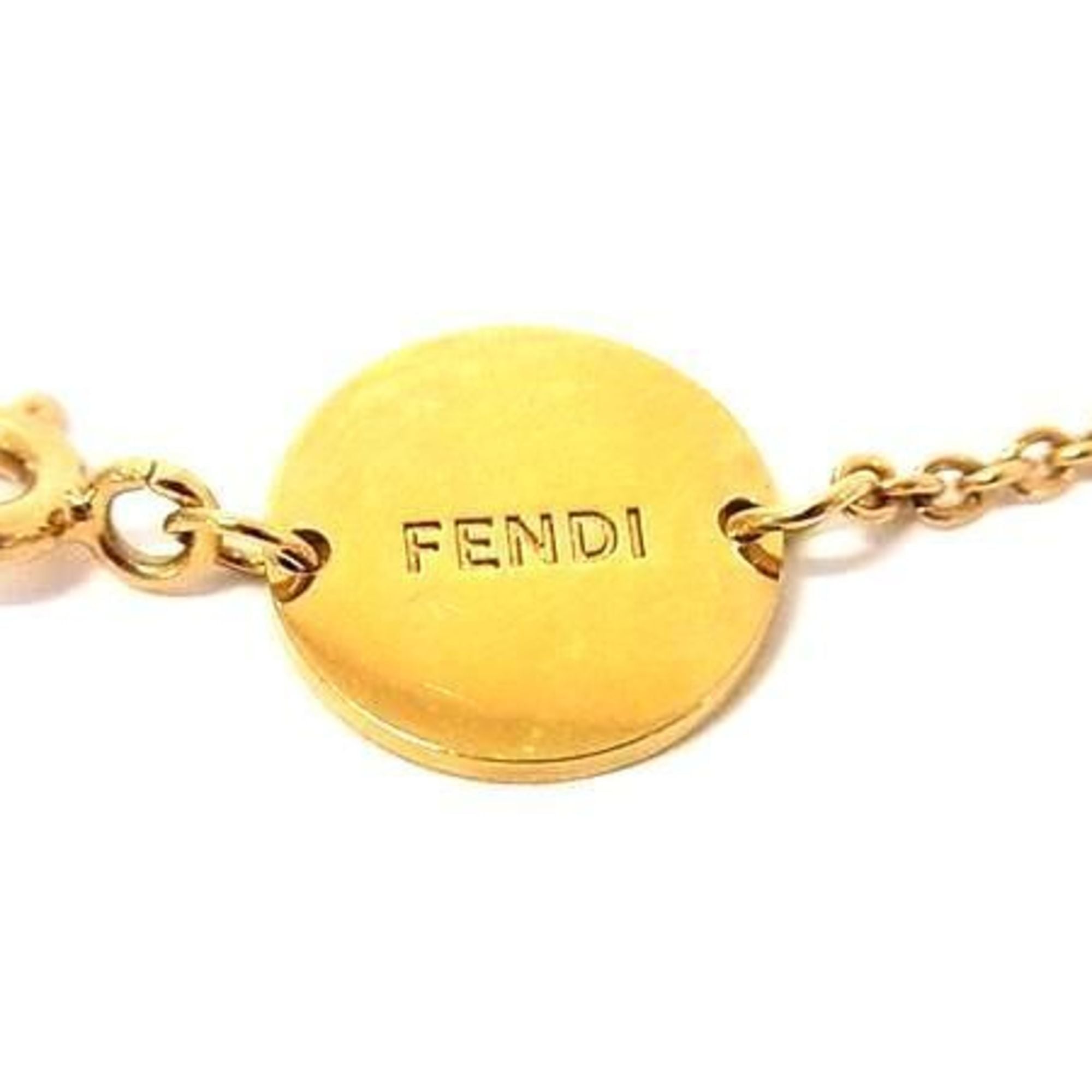 FENDI Fendi Bracelet F-Is 8AK712 Gold Metal Rhinestone Women's