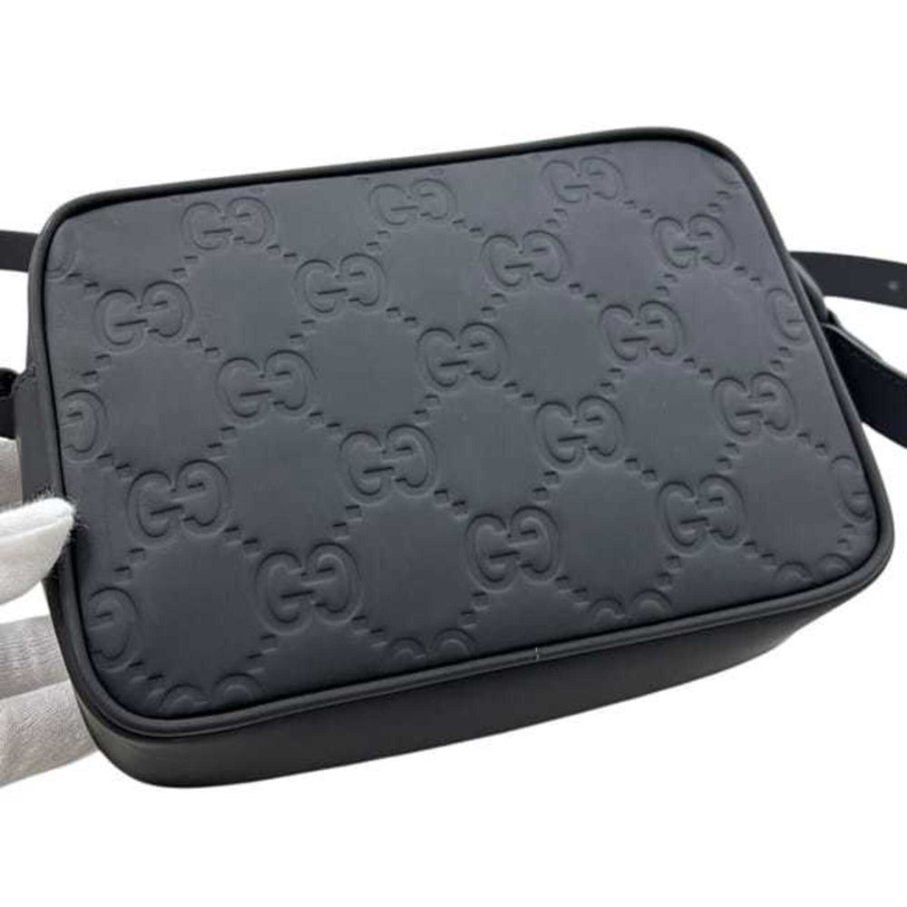 Gucci Shoulder Bag, Black GG 771321, Unused, Crossbody, Rubber Effect, 0416 GUCCI — Like New