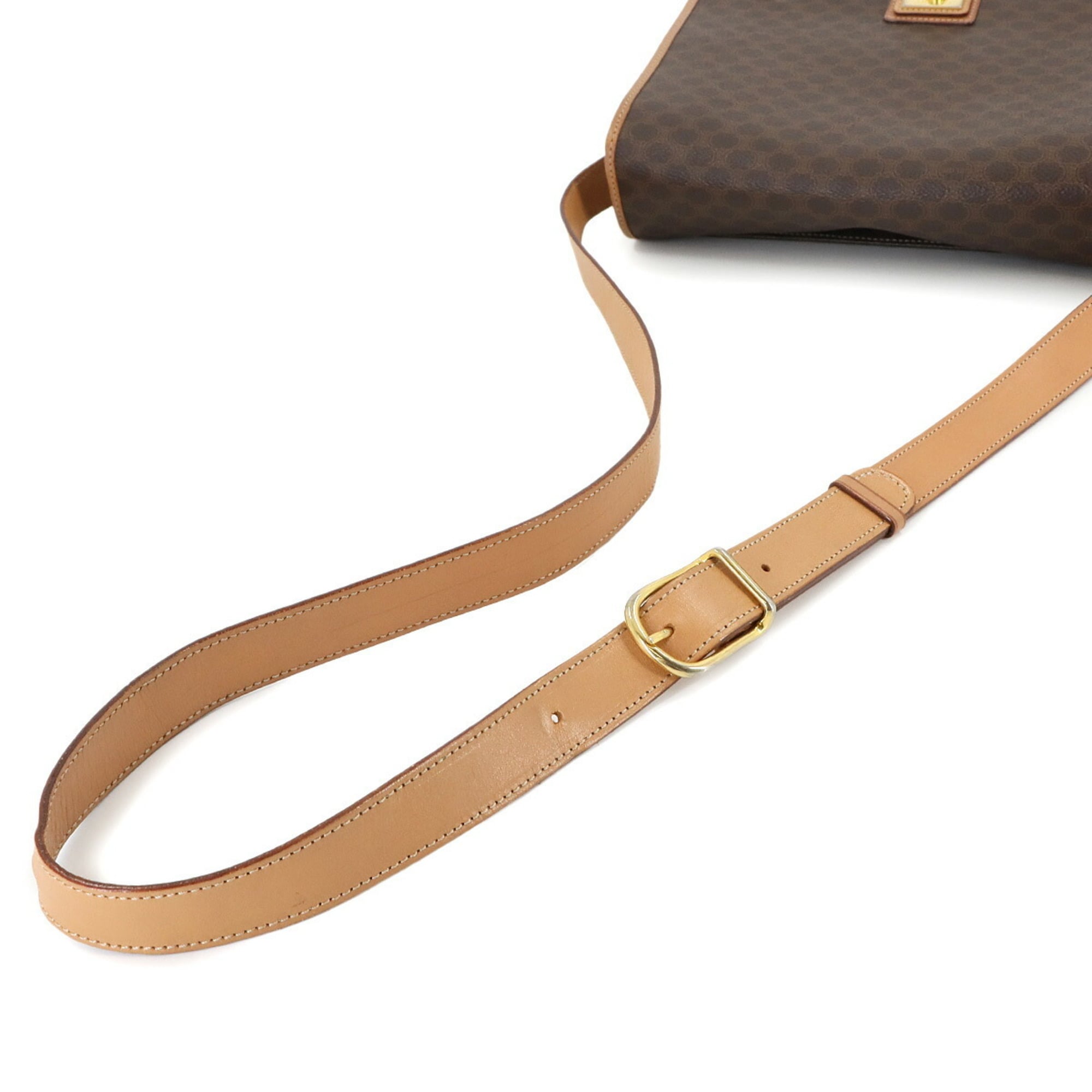 Celine Macadam Shoulder Bag in Brown PVC Leather with Gold Hardware