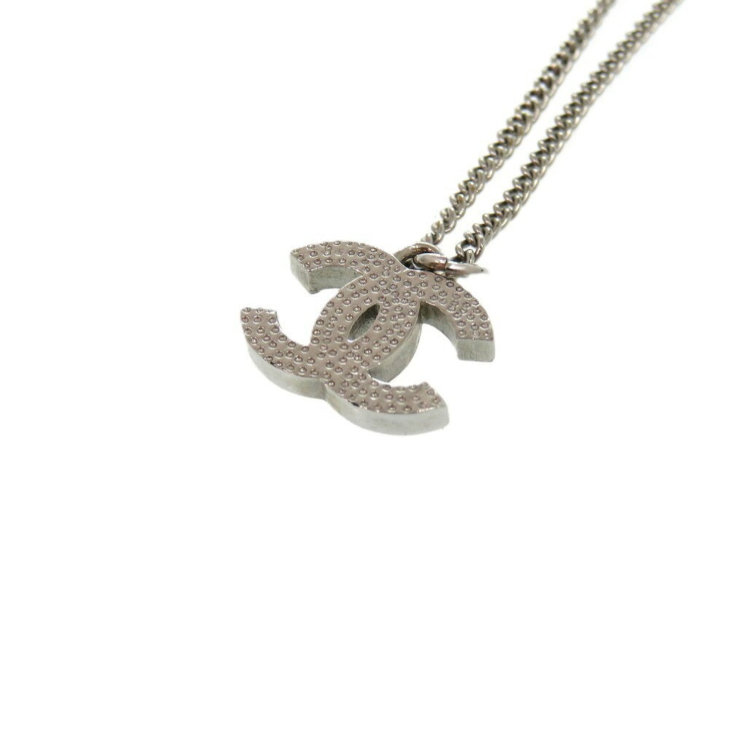 Chanel Coco Mark A28942 Metal Rhinestone Silver 0834 Necklace CHANEL