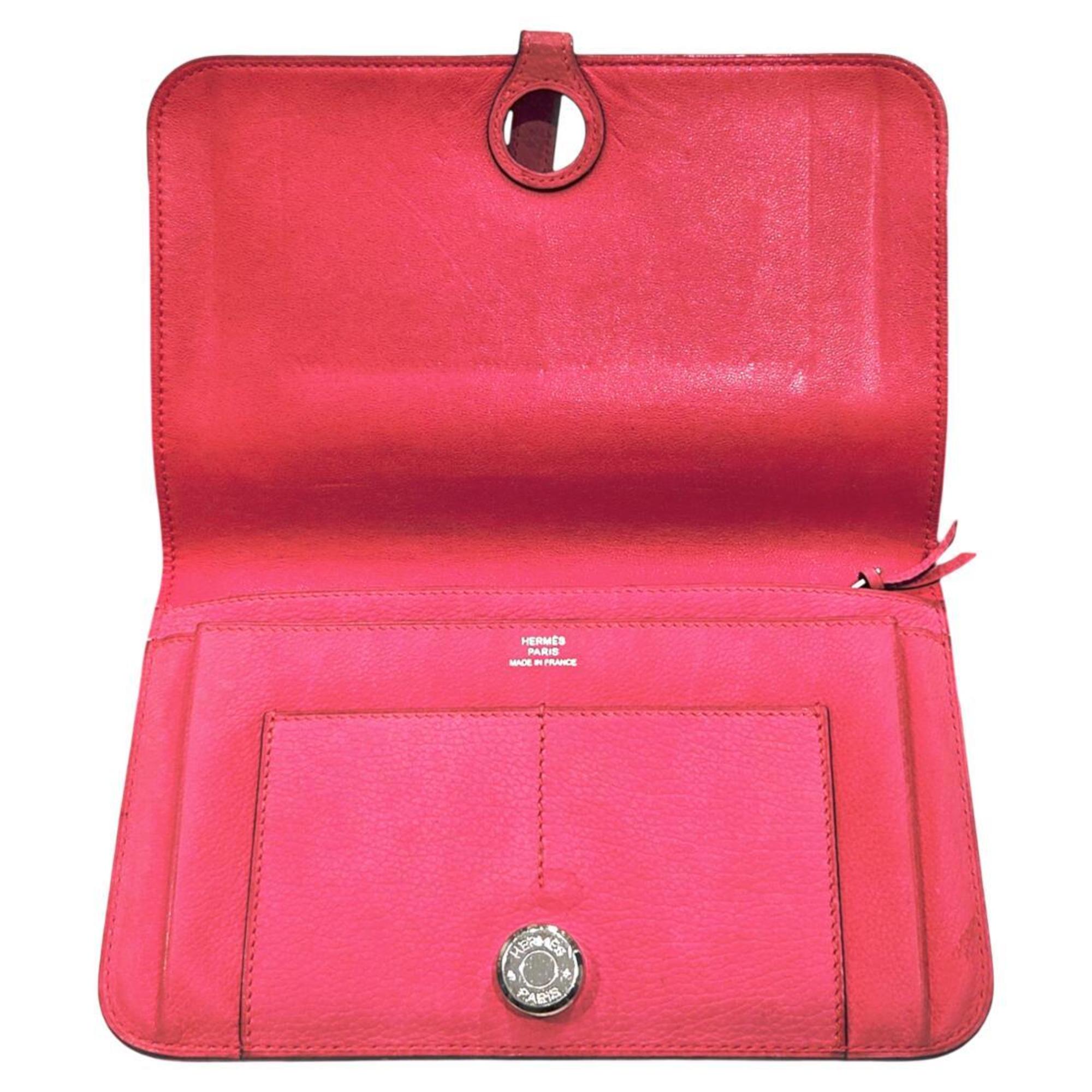 HERMES Dogon Duo GM Dobris Pink Long Wallet, Leather, Wallet & Coin Case, Women's Men's