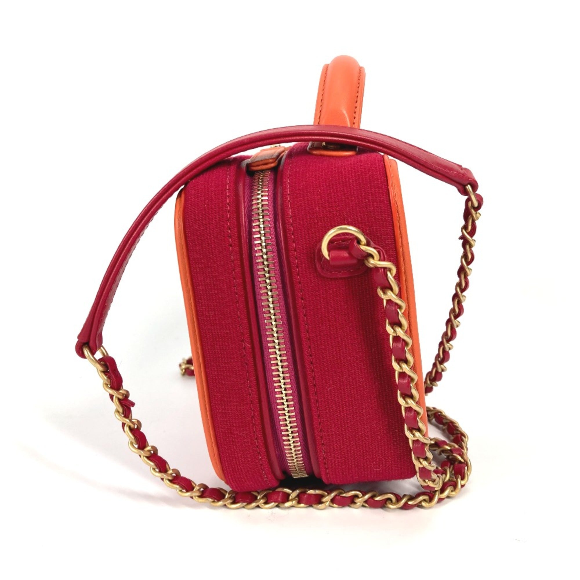 Chanel CC Mark Crossbody 2WAY bag Chain Shoulder Bag Red Orange — Like New