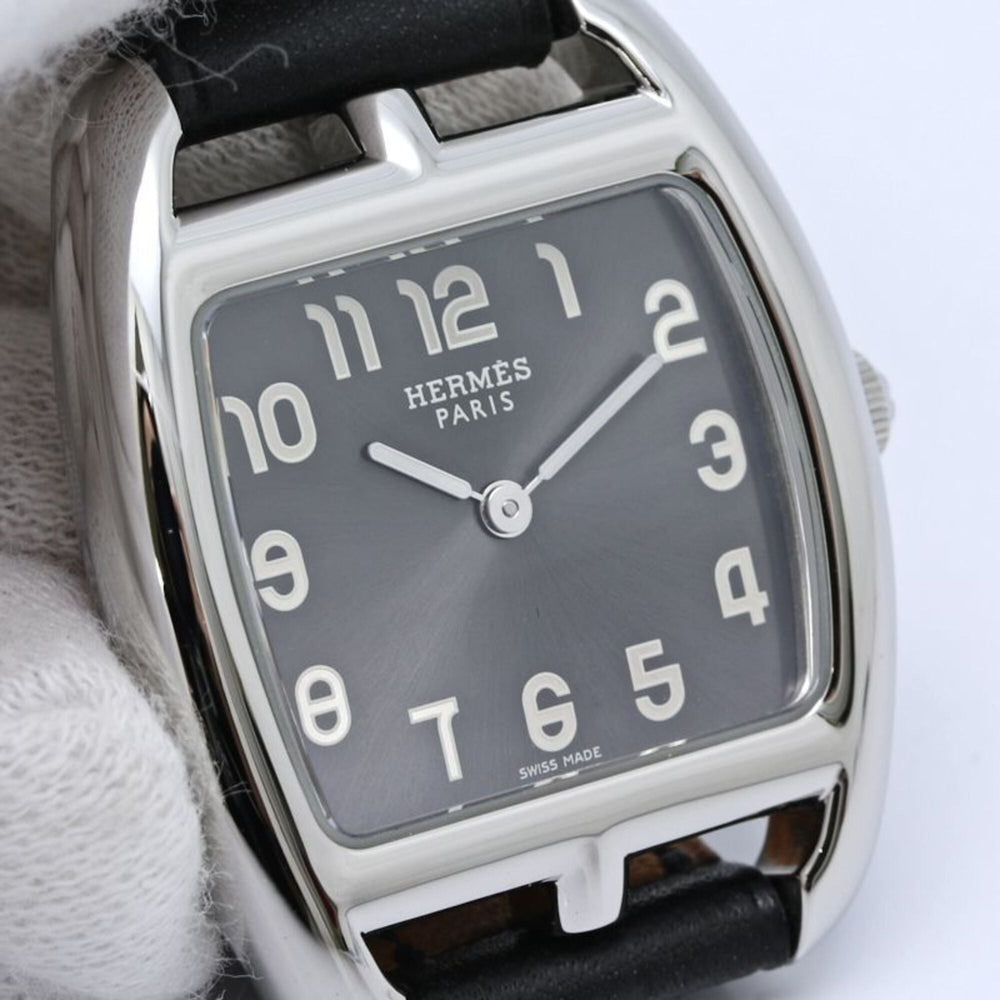 HERMES Cape Cod Tonneau CT1.210.230 VBN 034326WW00 Women's Watch Stainless Steel x Cowhide Leather 40560 — Like New