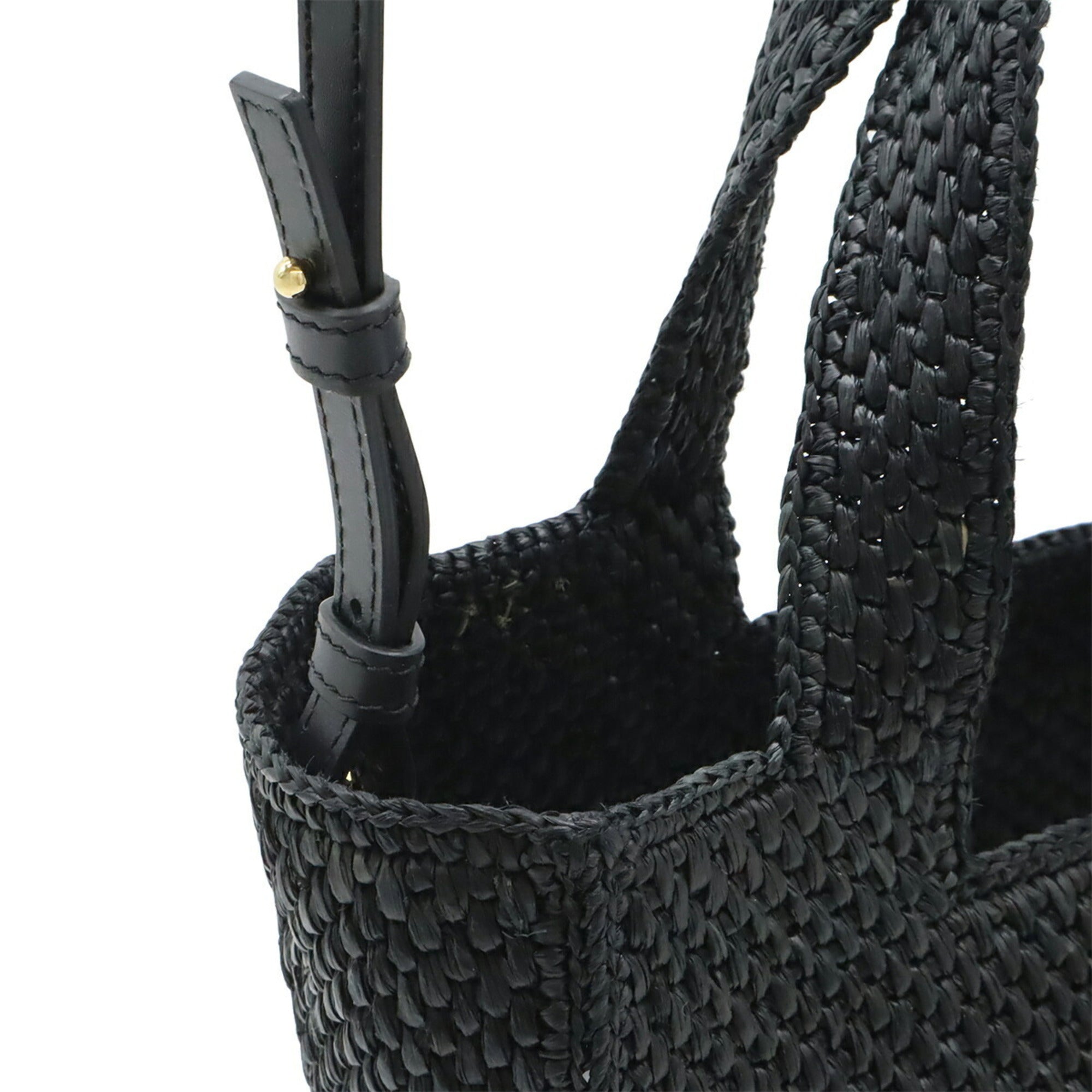 LOEWE Loewe Font Tote Small Bag Handbag Shoulder Raffia Black White A685B59X01