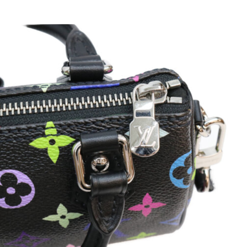 LOUIS VUITTON x Takashi Murakami M13406 Multicolor Noir Nano Speedy Boston Bag Black Silver Hardware Women's — Like New