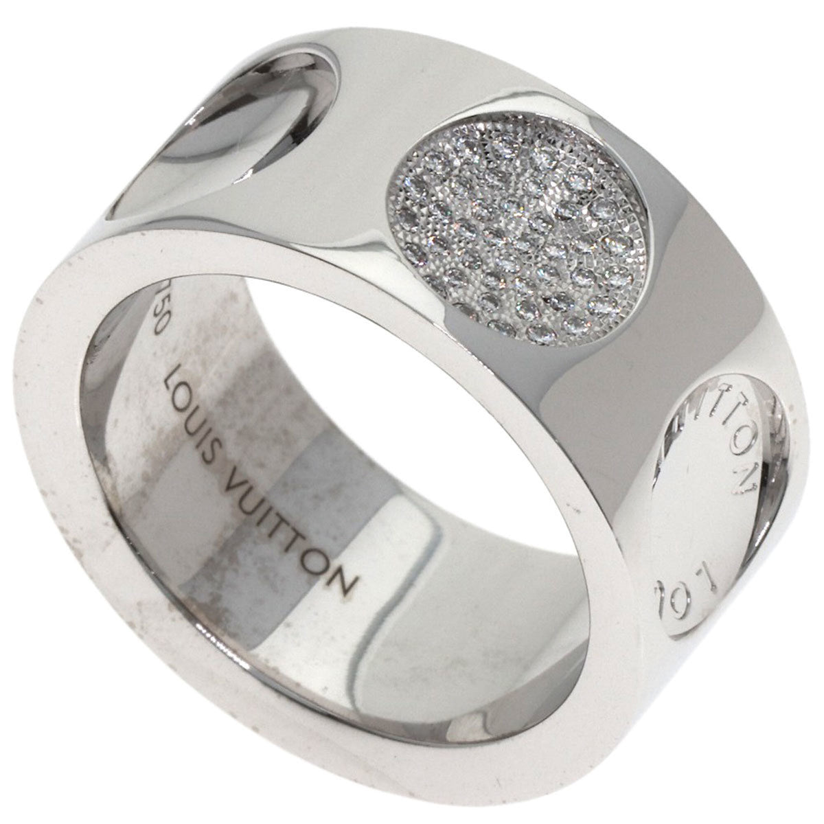 Louis Vuitton Grand Bague Empreinte Diamond Ring #53, 18K White Gold, Women's — Like New