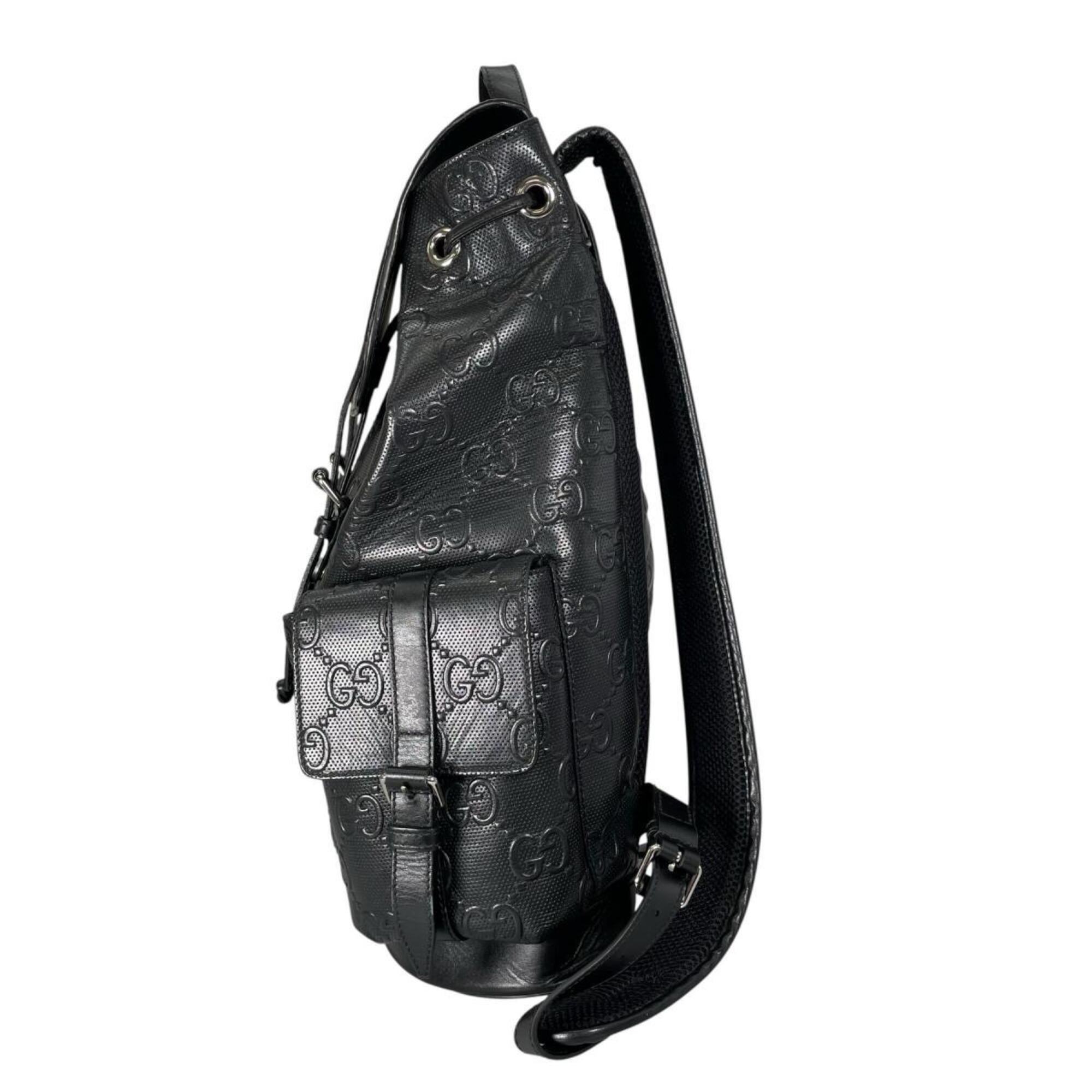 Gucci GUCCI Backpack GG Embossed Leather 625770 Black — Like New