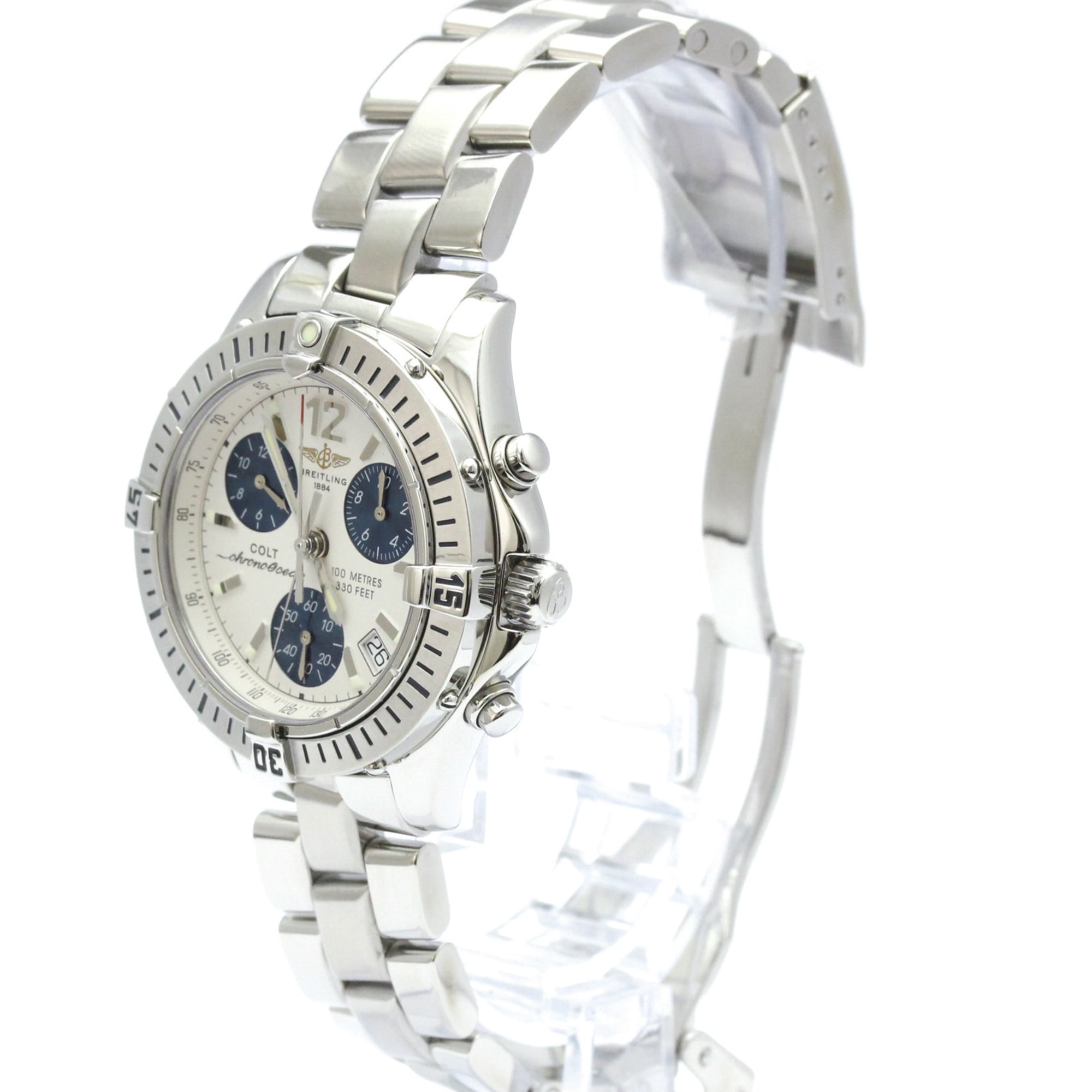 BREITLING Colt Chrono Ocean Steel Quartz Mens Watch A53350 Polished — Very Good