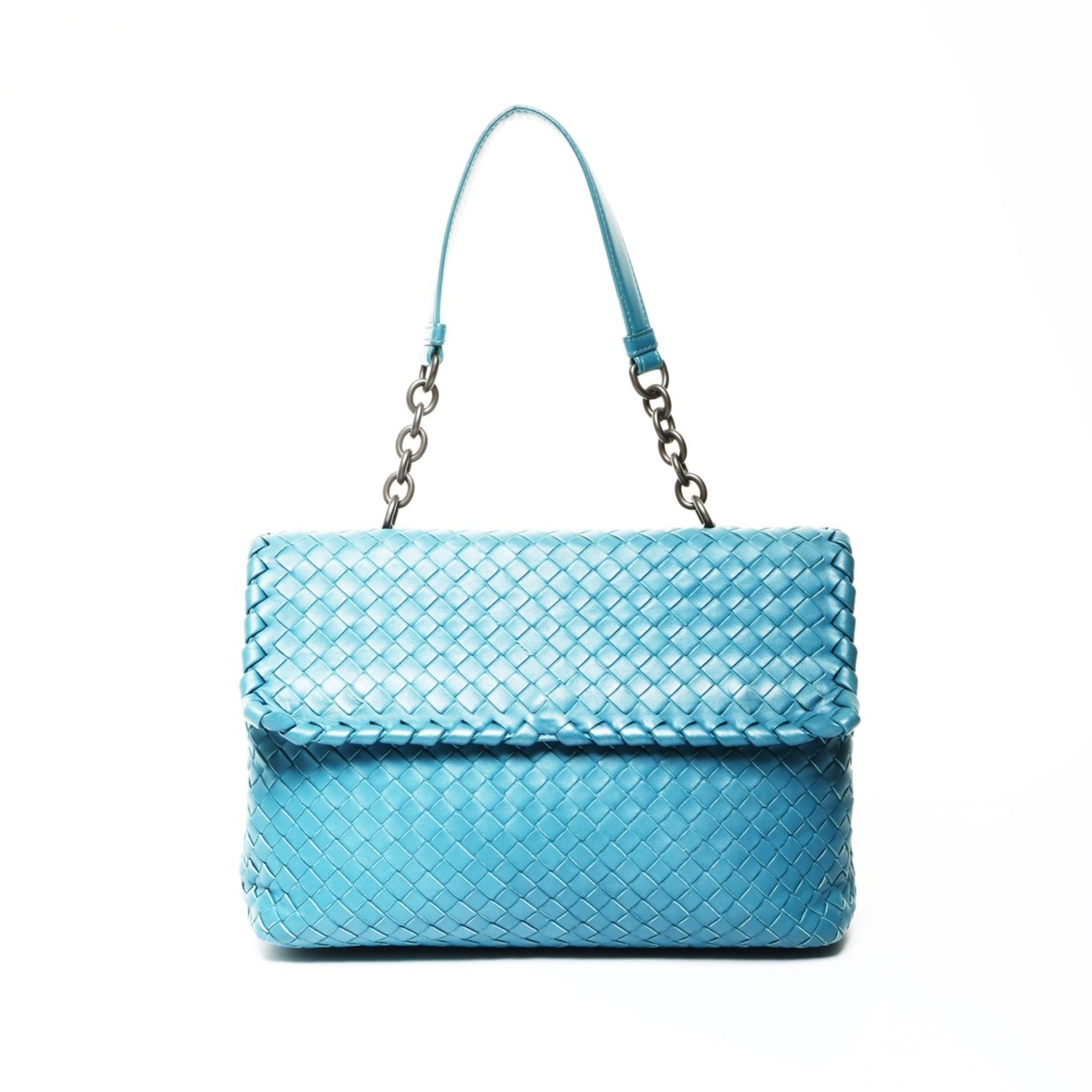 Bottega Veneta Intrecciato Olympia Shoulder Bag in Blue