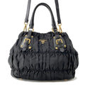 Prada Gathered Nylon Tote Bag BN2346 PRADA 2-Way Black