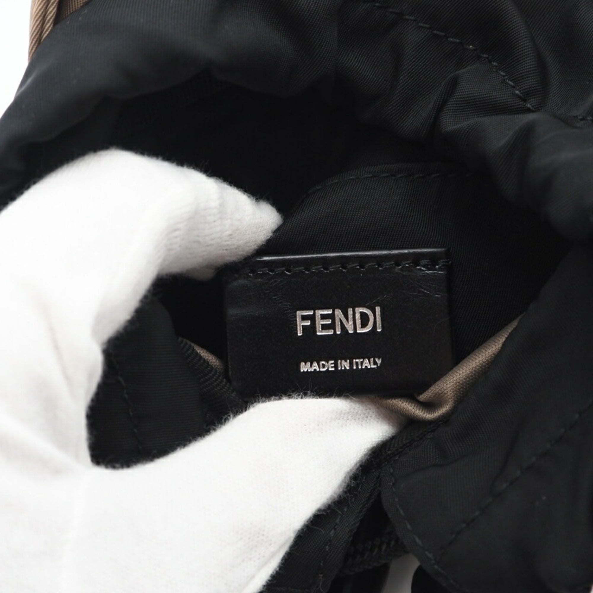 FENDI Zucca Fendines Nylon Shoulder Bag 7VZ068, 2-way shoulder bag, beige, for women — Like New
