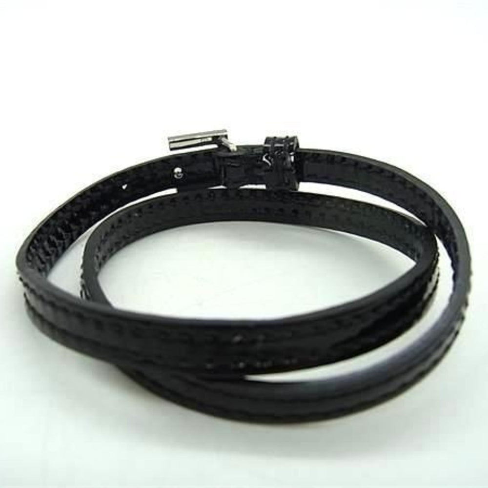 GUCCI bracelet, G, black patent leather, women's, rhinestone, double strand — Like New
