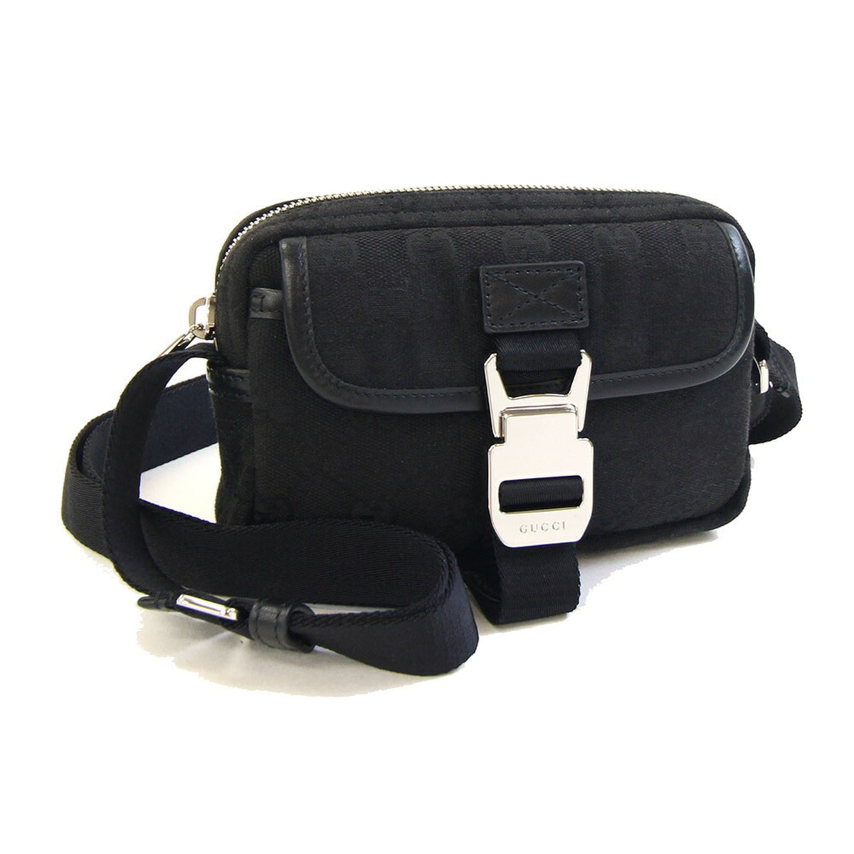 Gucci Shoulder Bag 855344 GG Canvas Leather Black Pouch Women's GUCCI — Like New