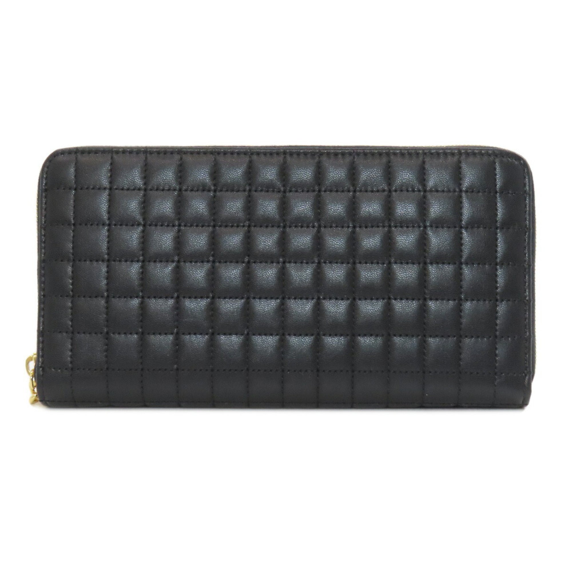 CELINE Round Long Wallet Leather Women's