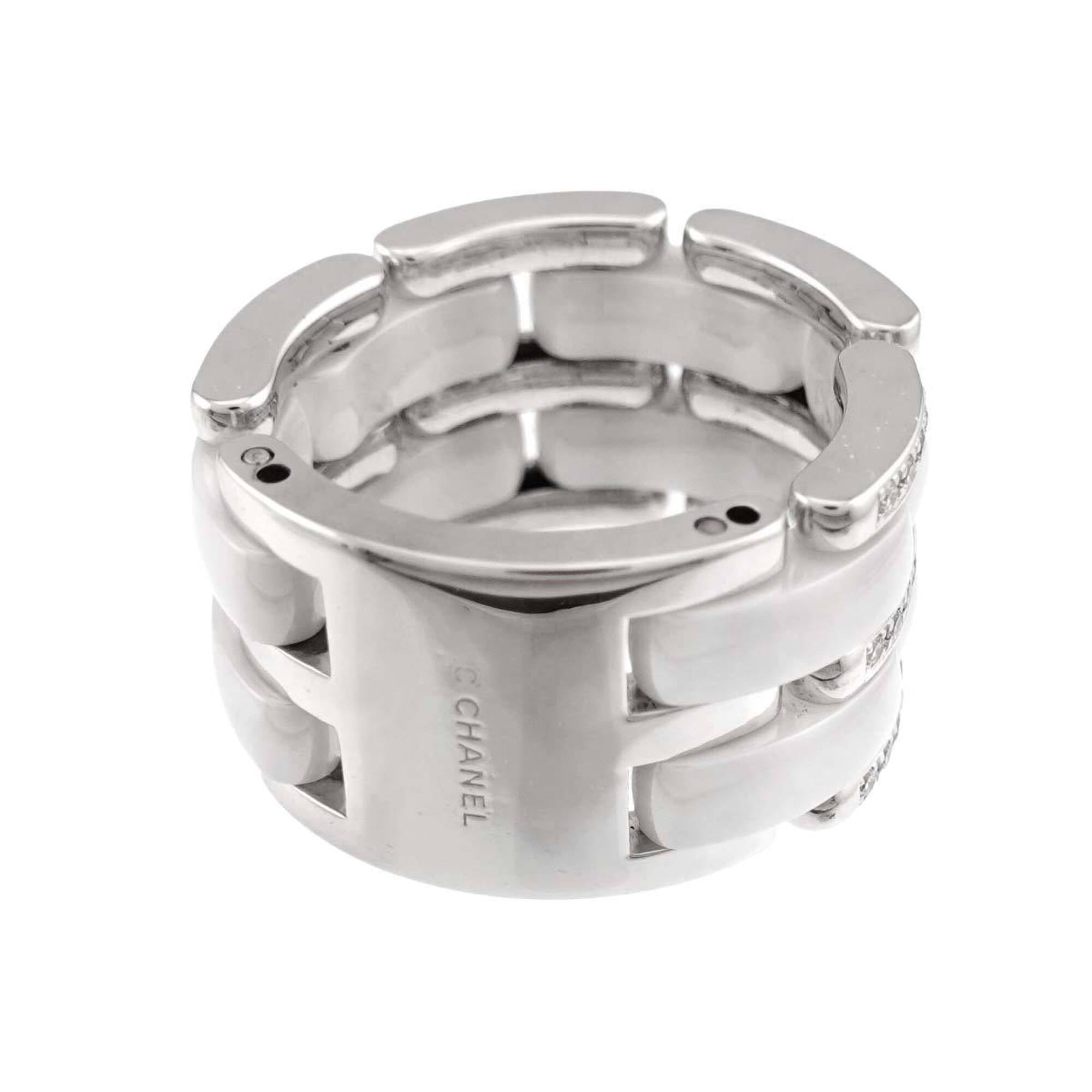 Chanel Ultra #52 Diamond Ring, Large, 18K White Gold, Ceramic 750 — Like New