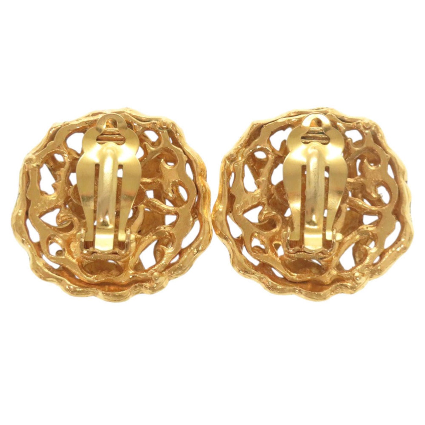 CHANEL Vintage Coco Mark GP Gold Earrings 0146
