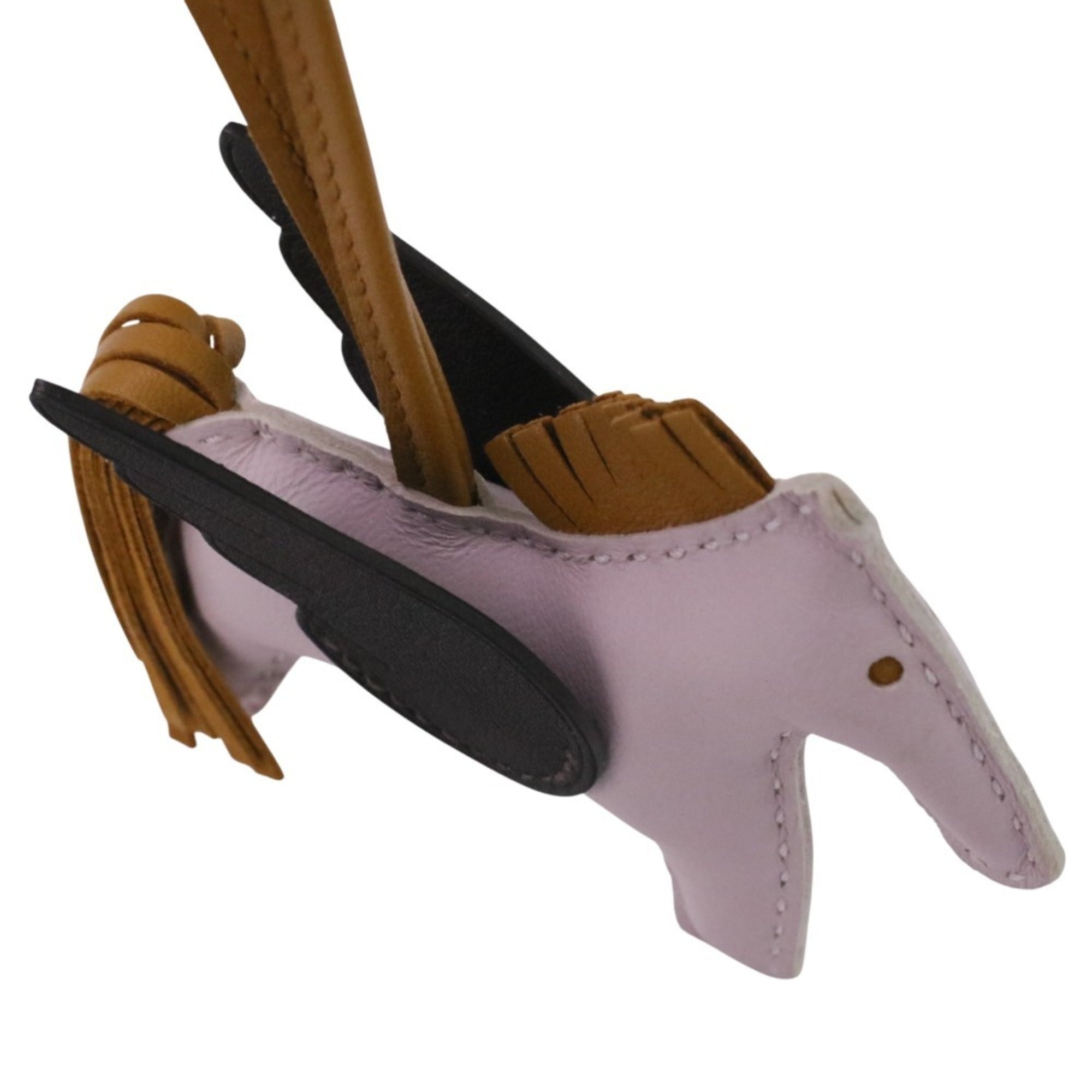 HERMES Rodeo Pegasus PM Bag Charm in Mauve Pale Sesame Ebene with U Stamp for Women — Like New