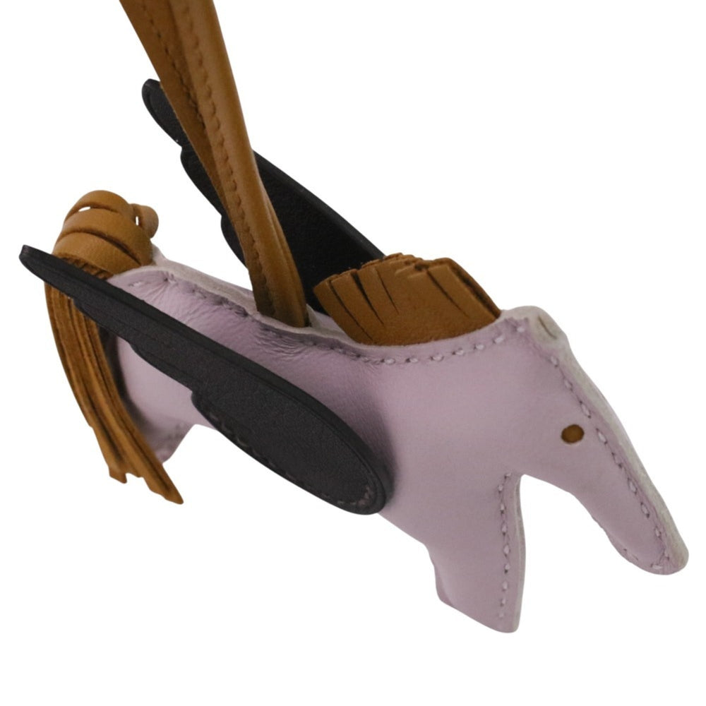 HERMES Rodeo Pegasus PM Bag Charm in Mauve Pale Sesame Ebene with U Stamp for Women — Like New