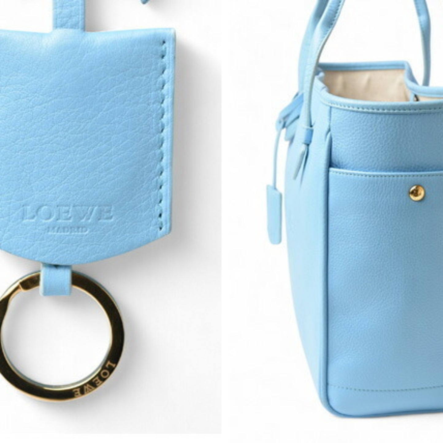 LOEWE Tote Bag, Storage Bag HERITAGE Heritage Calfskin Light Blue