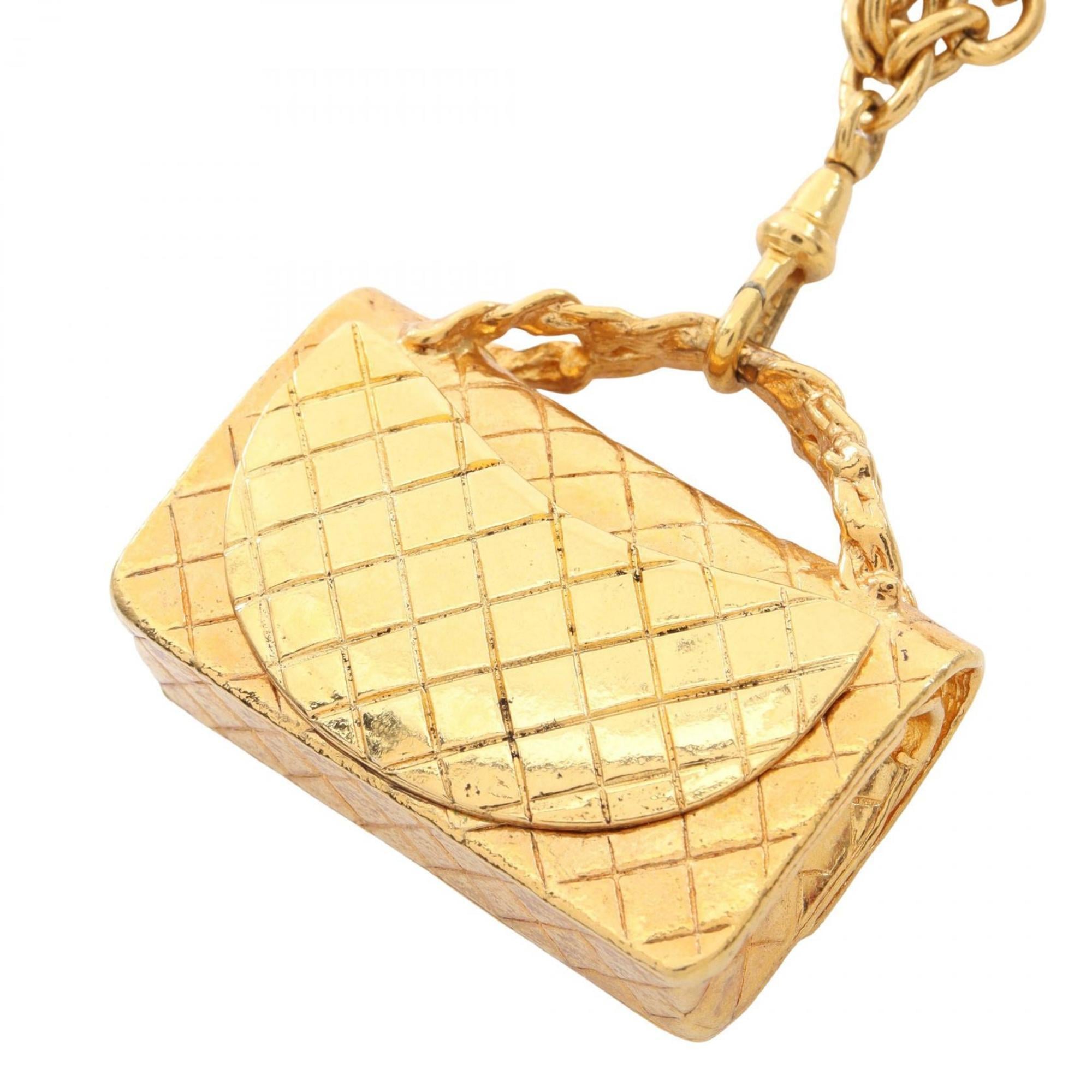 CHANEL Matelasse Bag Motif Necklace, Gold Plated, Women's