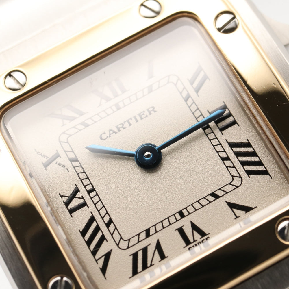 Cartier Santos Galbee SM Watch, 18K (Yellow Gold) Stainless Steel, Ladies, Silver Tone, W20012C4 — Very Good