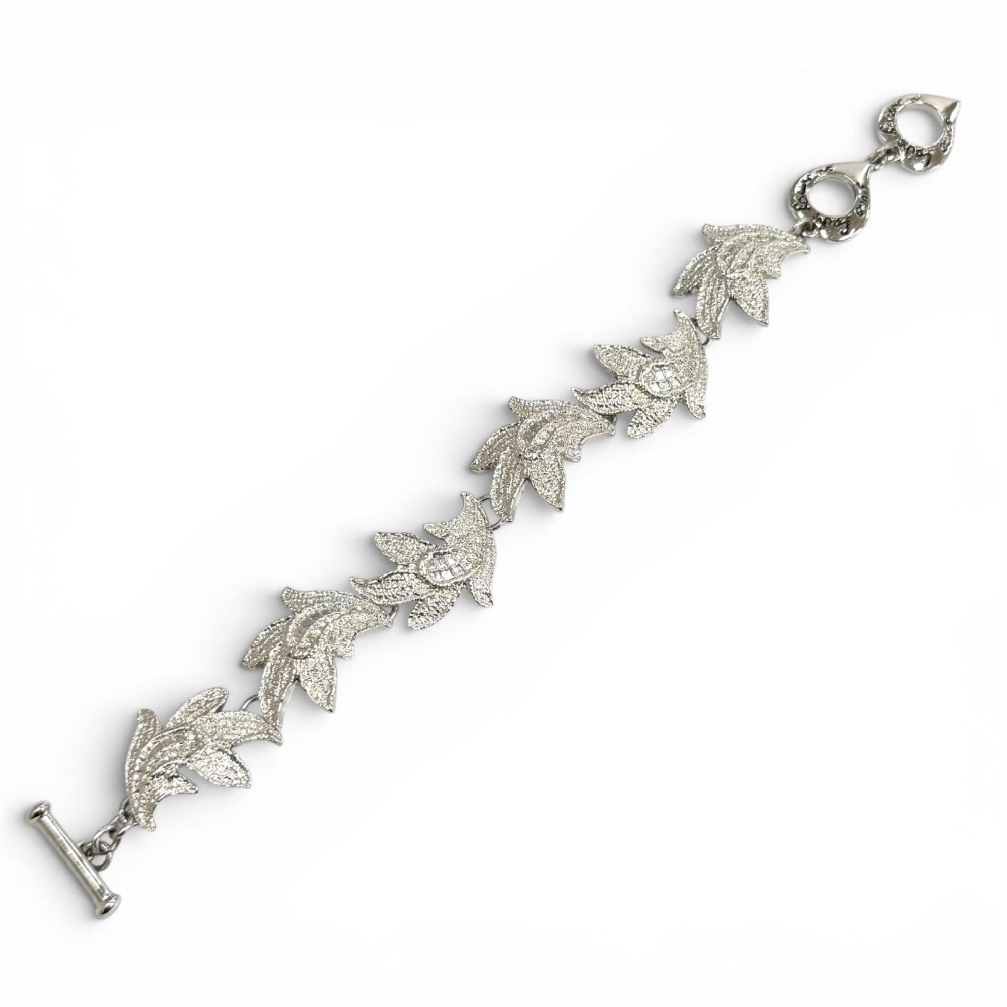 YVES SAINT LAURENT Rhodium-plated Heart Toggle Bracelet, Silver, Women's Accessory — Like New