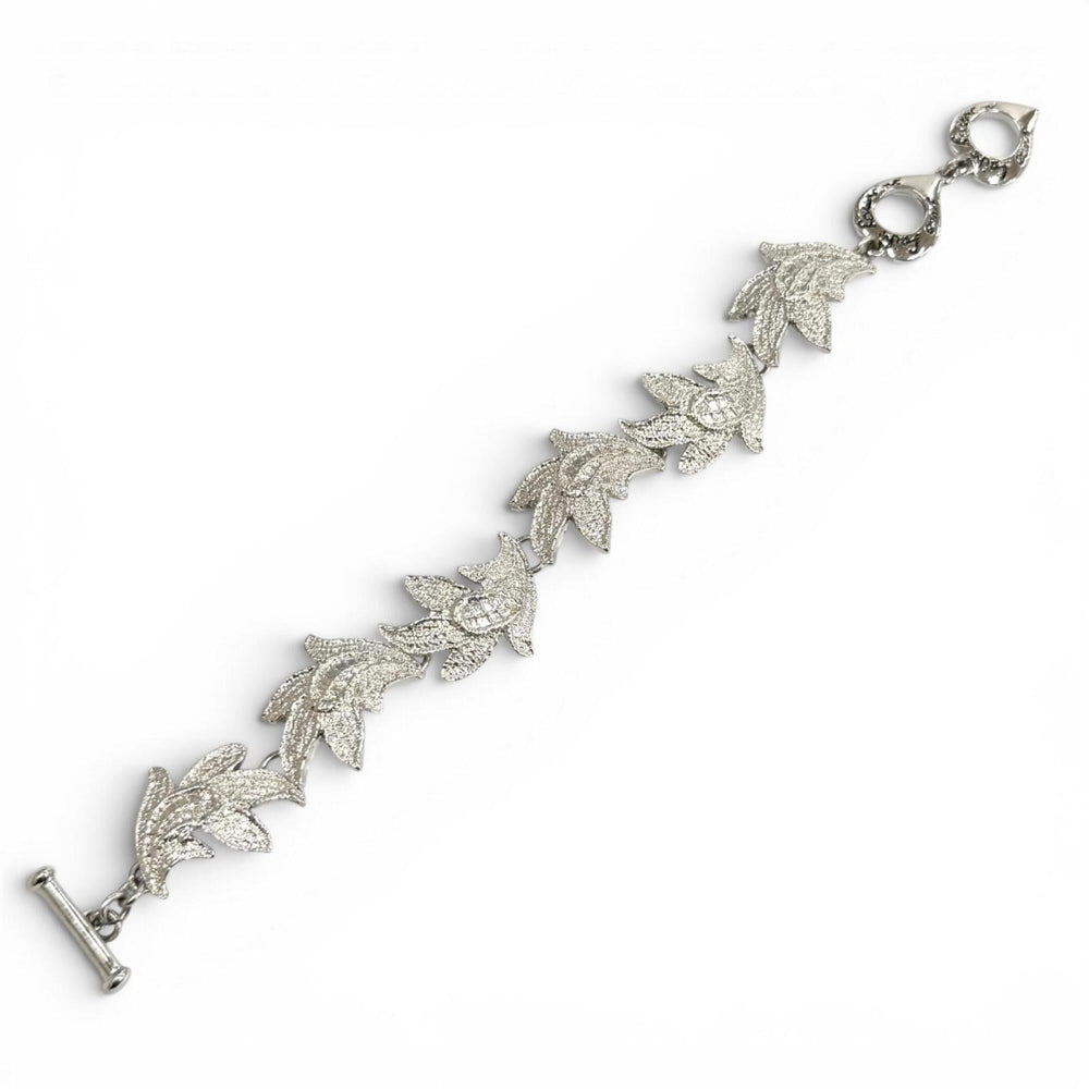 YVES SAINT LAURENT Rhodium-plated Heart Toggle Bracelet, Silver, Women's Accessory — Like New