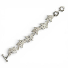 YVES SAINT LAURENT Rhodium-plated Heart Toggle Bracelet, Silver, Women's Accessory — Like New