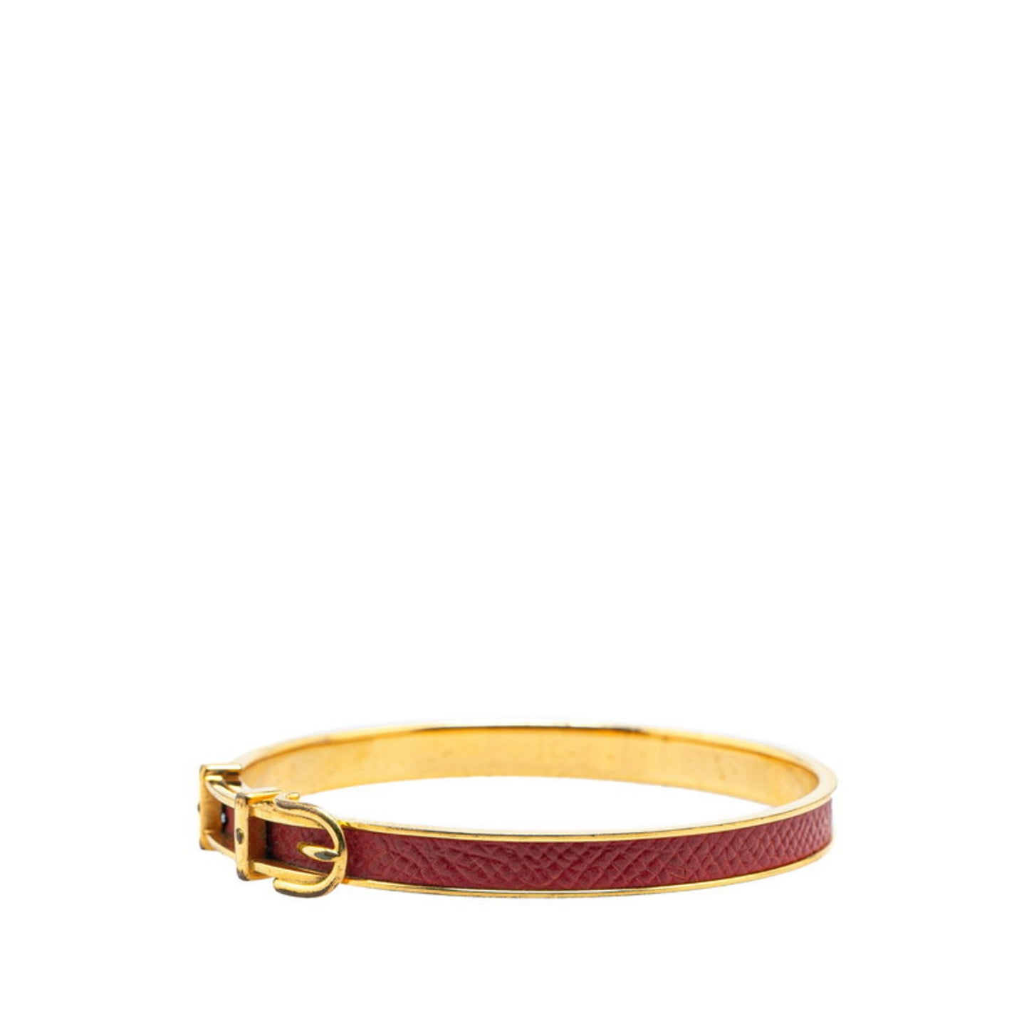 Hermes Belt Motif Bangle Gold Red Plated Women's HERMES