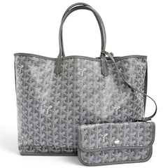 GOYARD Ange PM Tote Bag, Goyardine Canvas with Leather Accents, Comes Pouch, Grey, Made in France, Women's, Includes Dust Bag — Like New