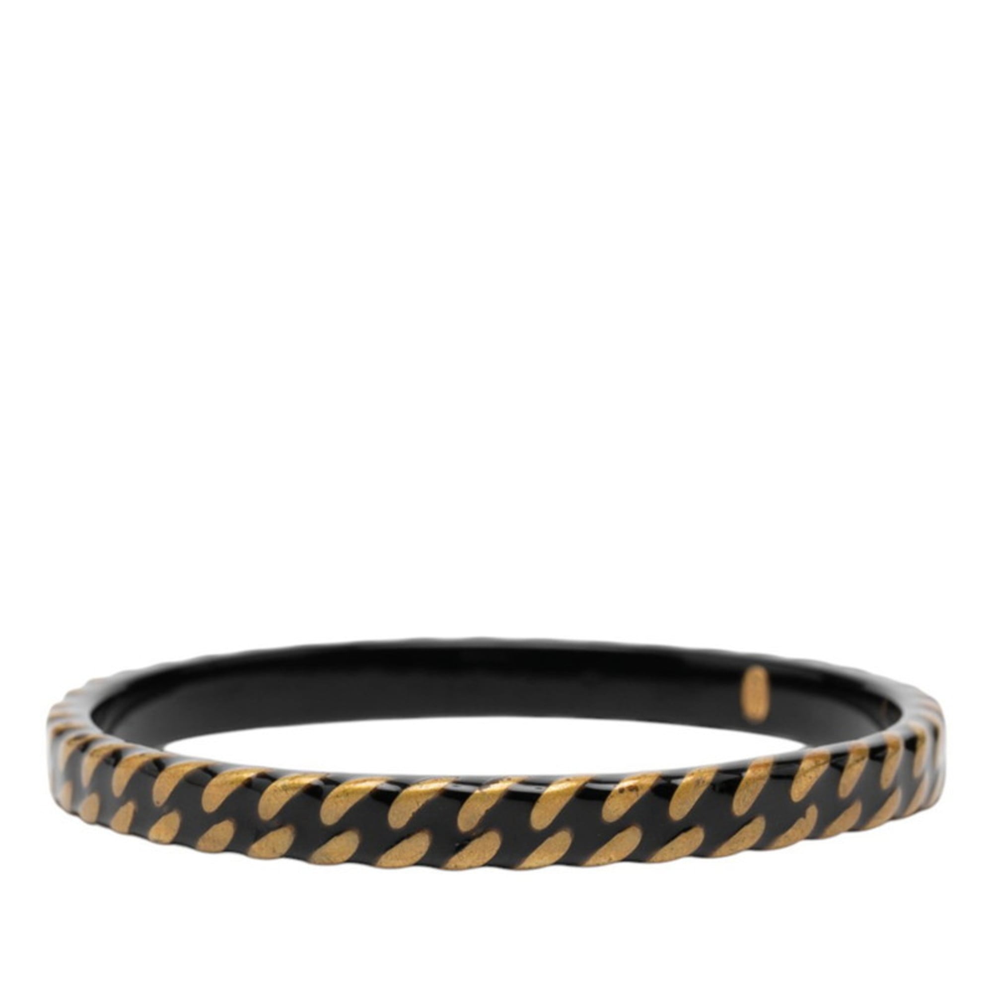 CHANEL Vintage Bangle Gold Black Plated Women's