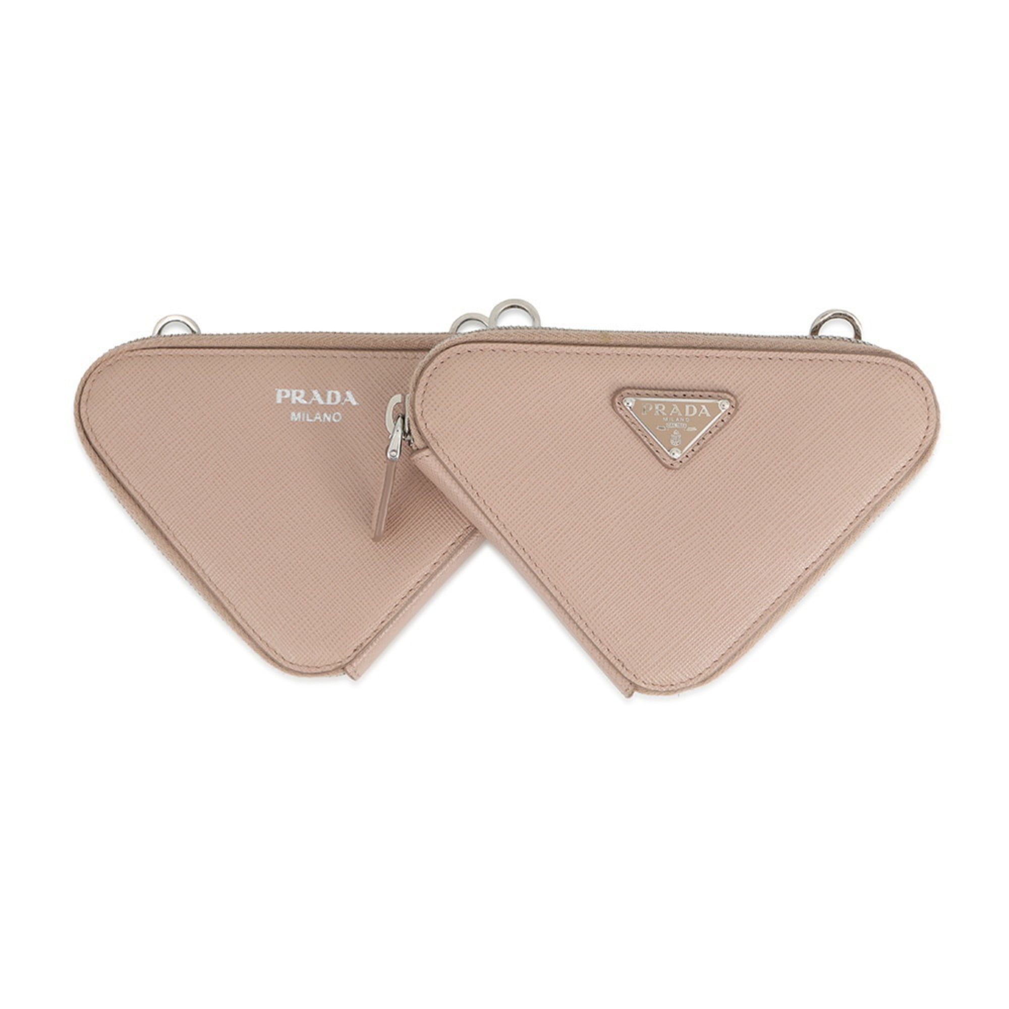 Prada Saffiano Triangle Mini Pouch Leather Shoulder Bag 1NR015 PRADA 2-way