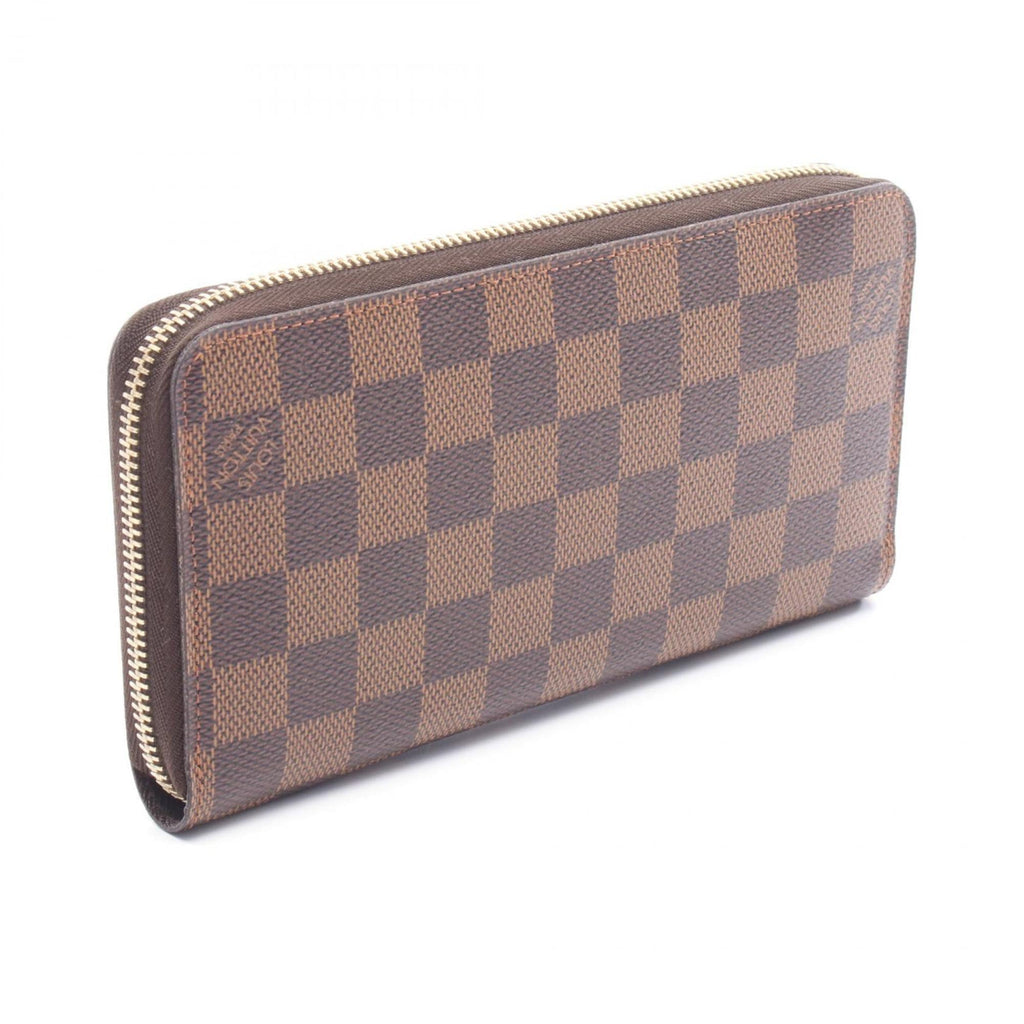 Louis Vuitton Zippy Wallet, Round Long Coated Canvas, Damier Leather, Men's and Women's, Brown, N60015